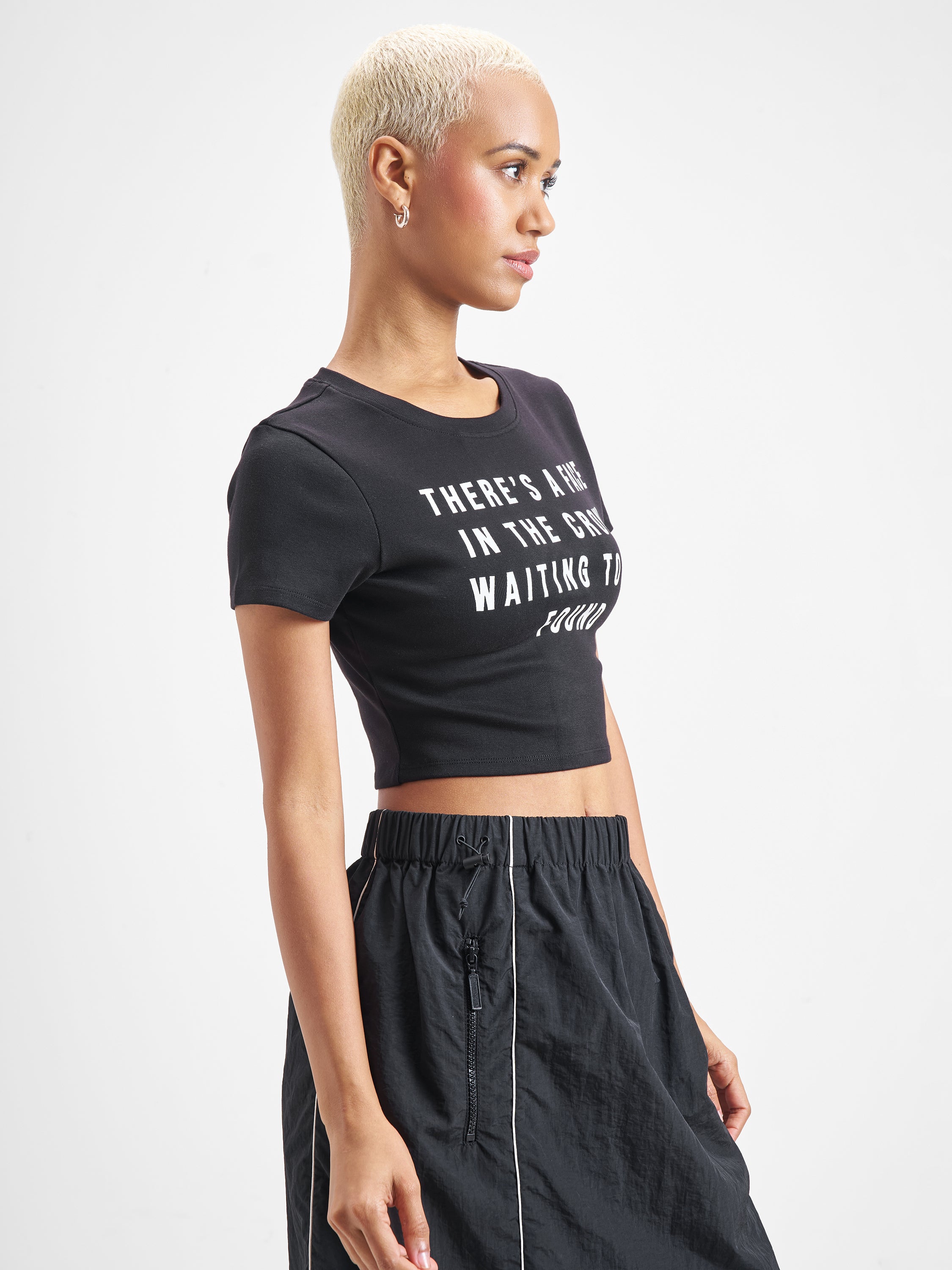 Street By Tokyo Talkies Women Black Printed Round Neck T-Shirt - Black - Image 6