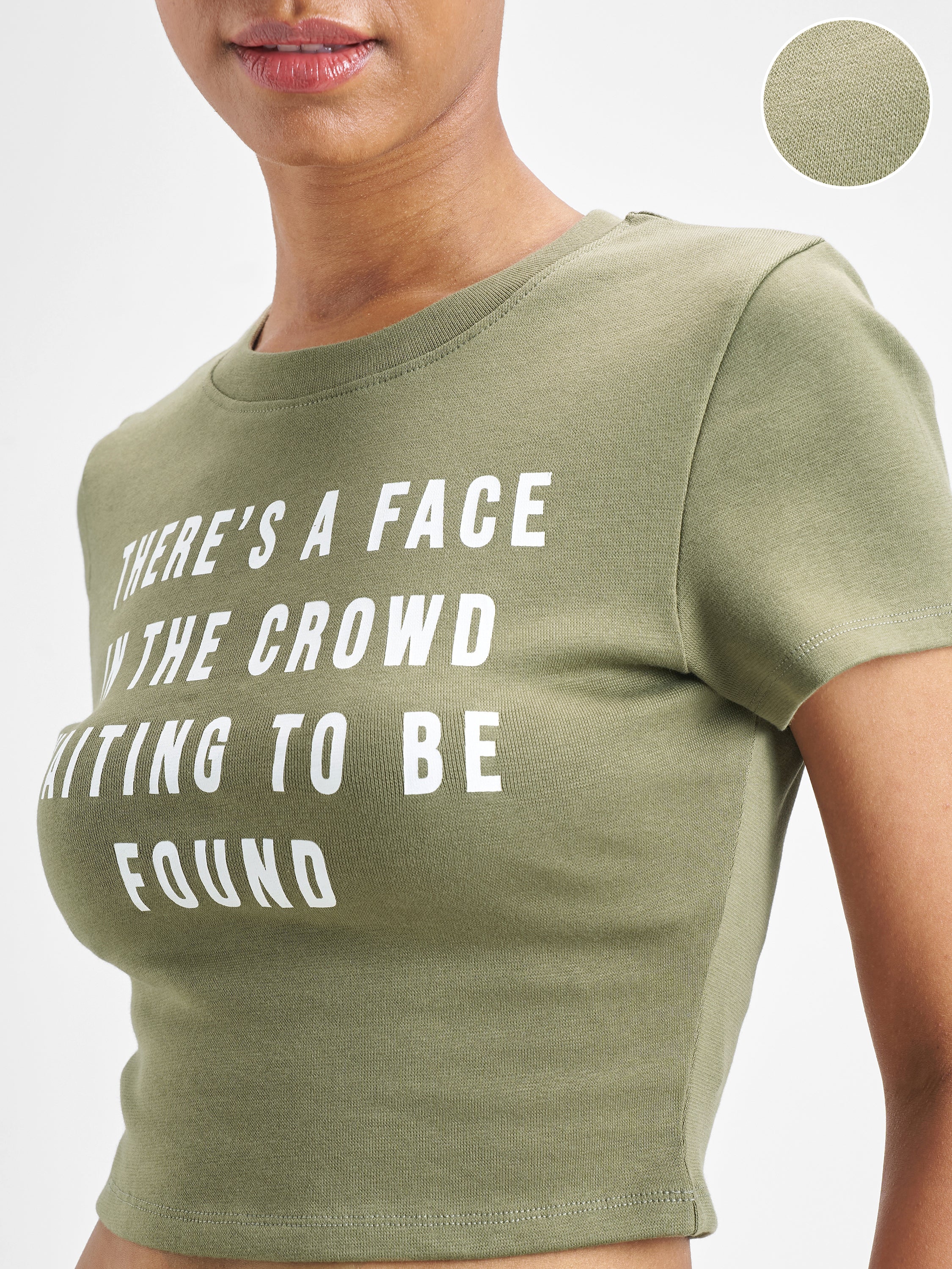 Street By Tokyo Talkies Women Olive Printed Round Neck T-Shirt - Olive - Image 5