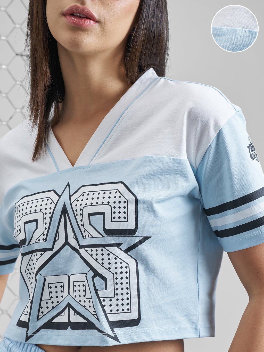 Street By Tokyo Talkies Women Blue Printed V-Neck T-Shirt - Blue - Image 5