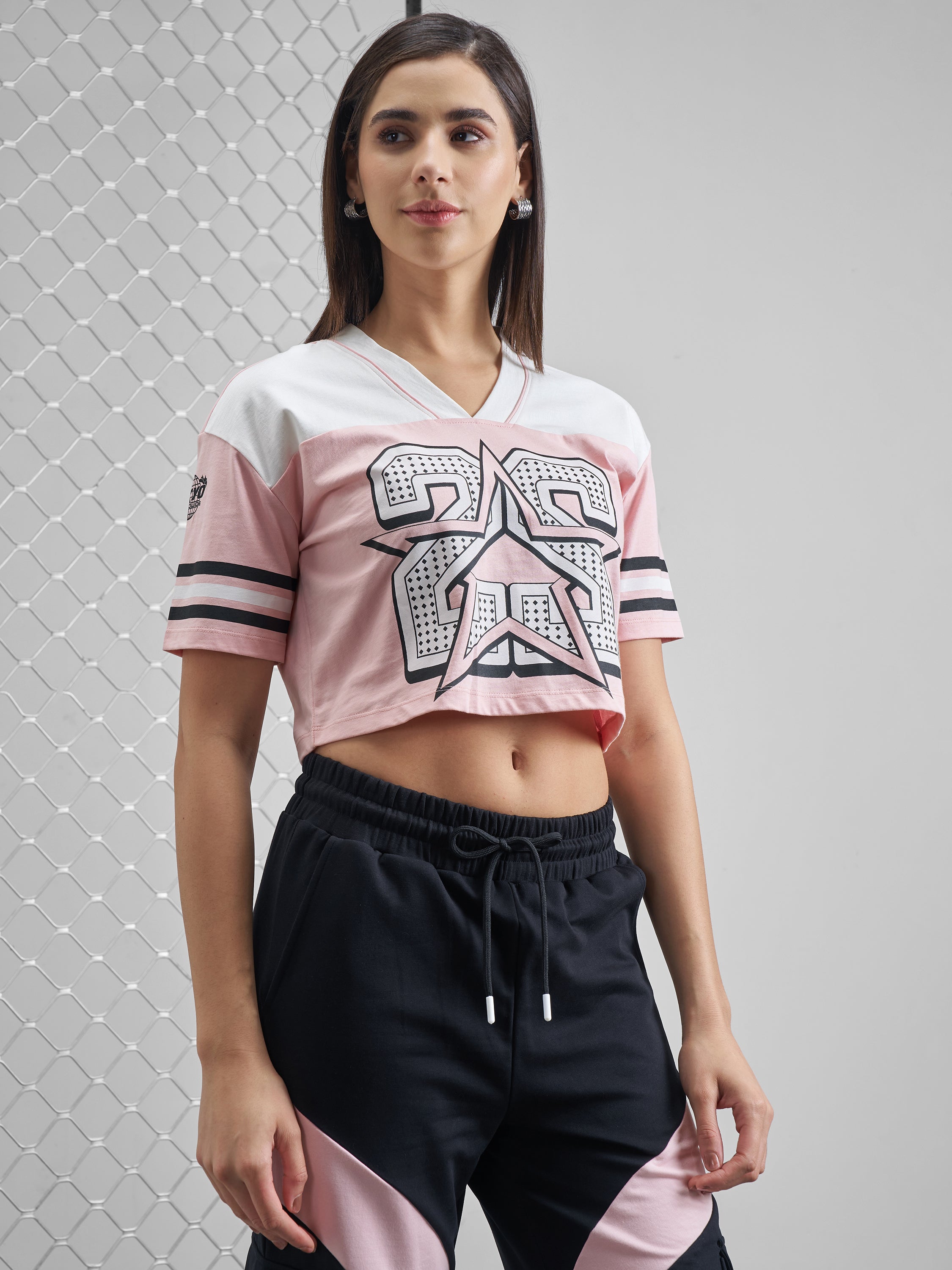 Street By Tokyo Talkies Women Pink Printed V-Neck T-Shirt - Pink - Image 6