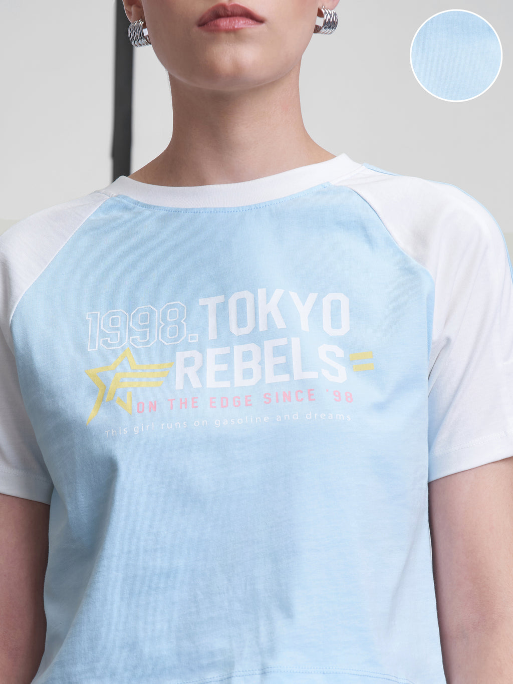 Street By Tokyo Talkies Women Blue Printed Round Neck T-Shirt - Blue - Image 5