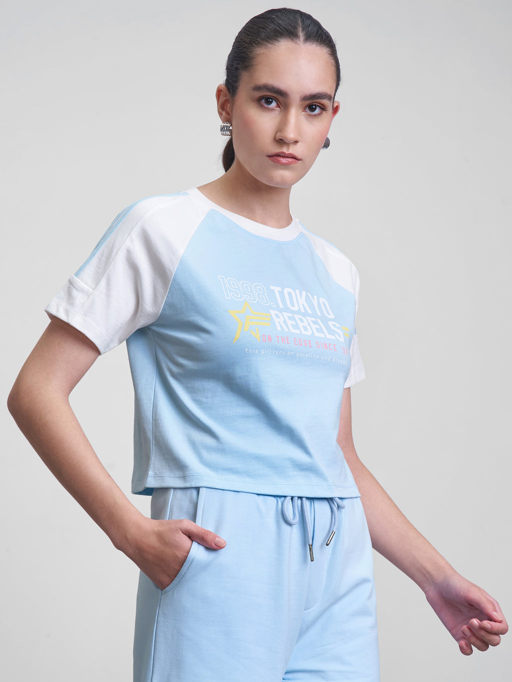 Street By Tokyo Talkies Women Blue Printed Round Neck T-Shirt - Blue - Image 6