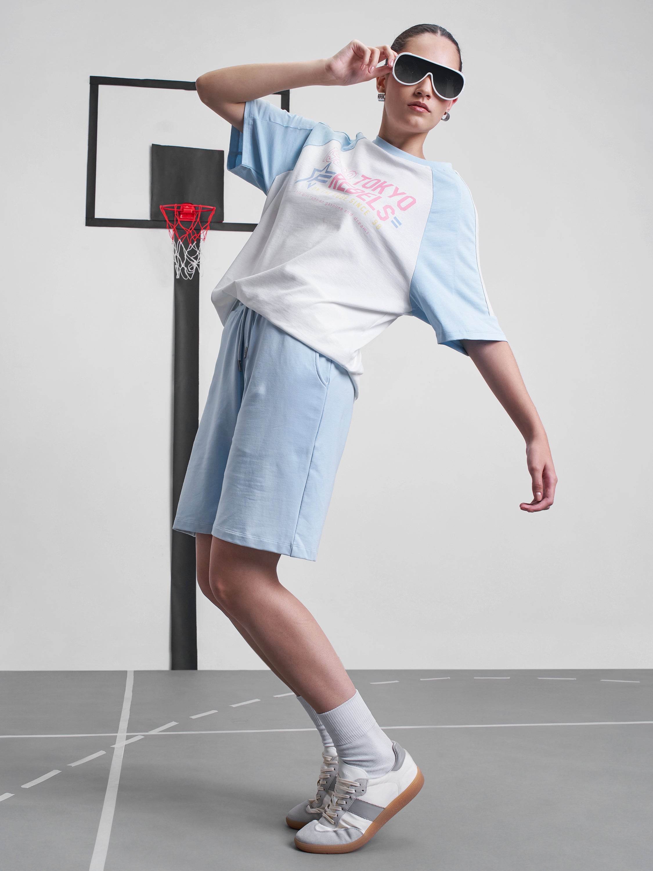 Street By Tokyo Talkies Women White Printed Round Neck Oversized Fit T-Shirt - White - Image 2