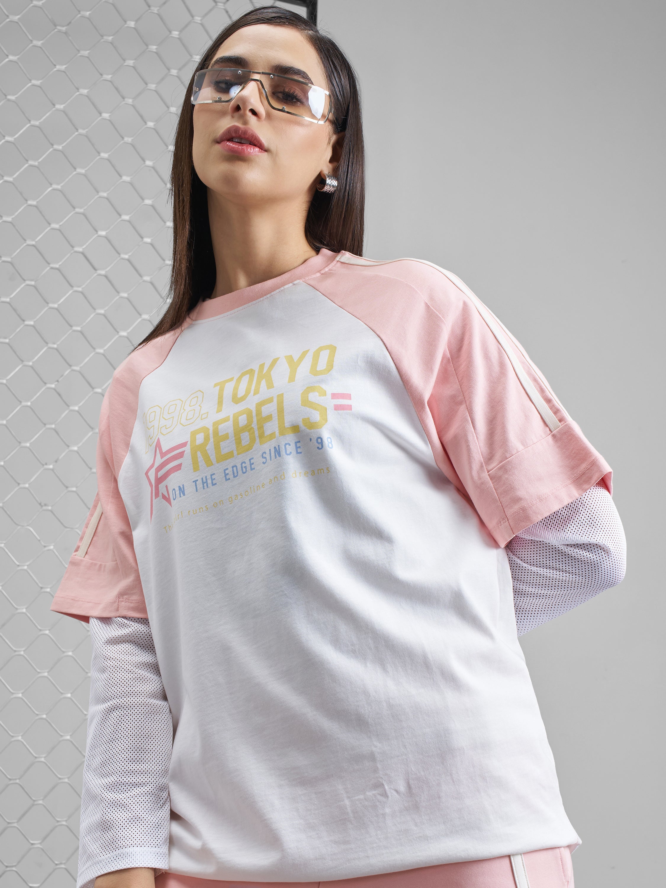 Street By Tokyo Talkies Women White Printed Round Neck Oversized Fit T-Shirt - White - Image 1