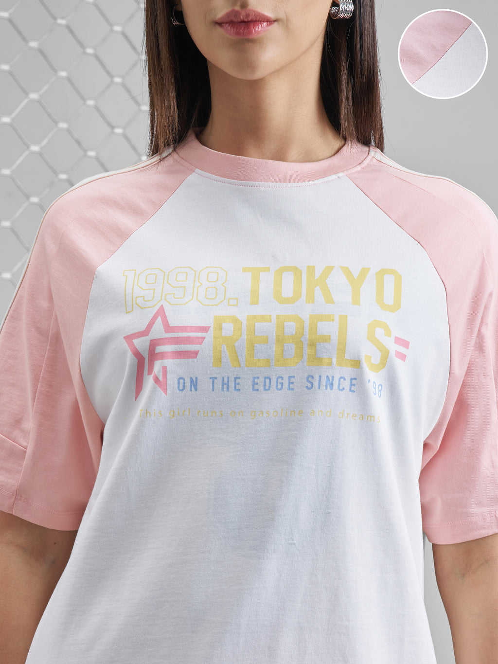 Street By Tokyo Talkies Women White Printed Round Neck Oversized Fit T-Shirt - White - Image 5