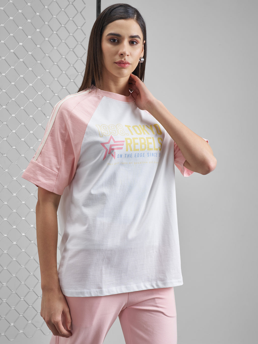 Street By Tokyo Talkies Women White Printed Round Neck Oversized Fit T-Shirt - White - Image 6