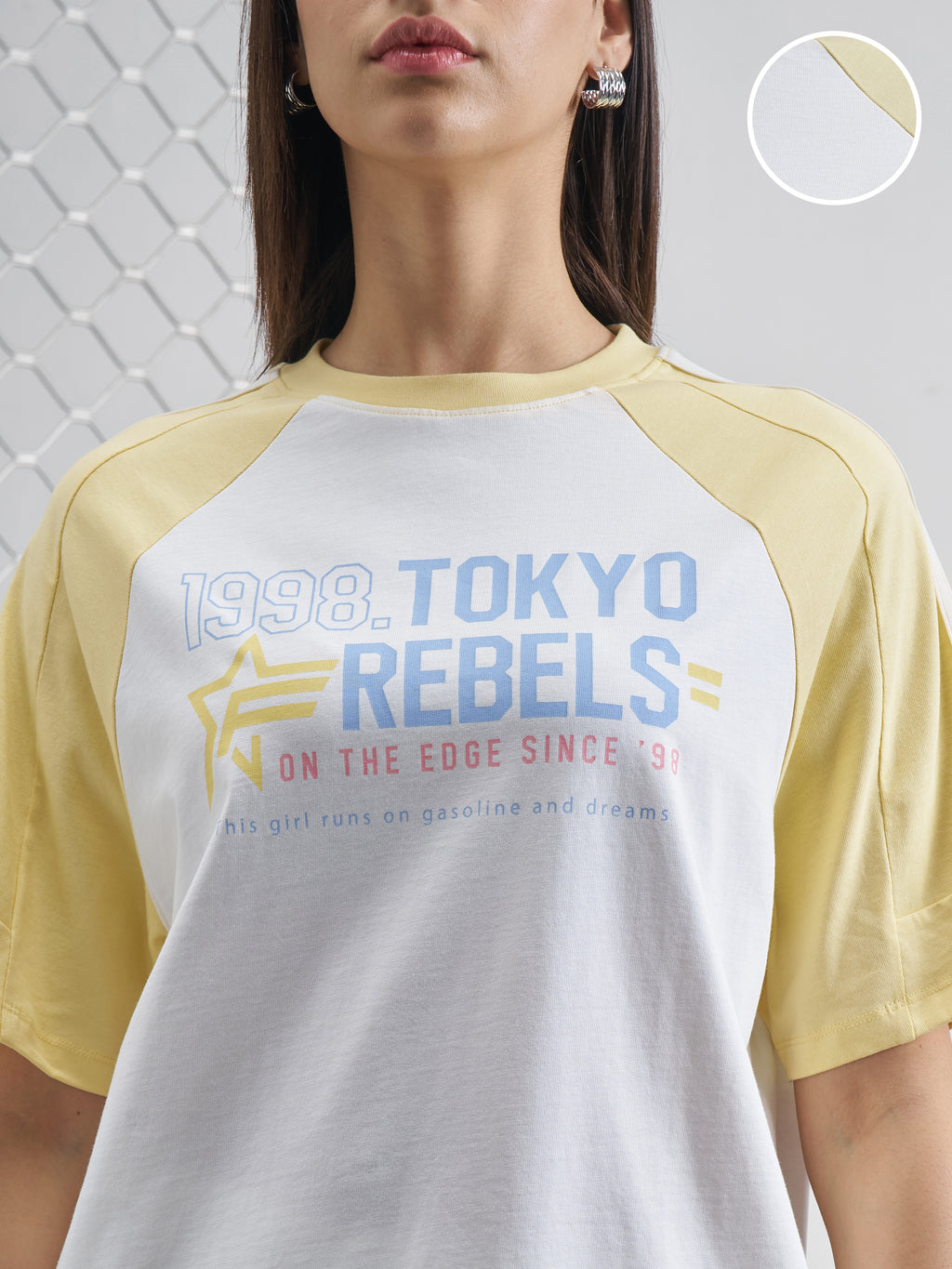 Street By Tokyo Talkies Women White Printed Round Neck Oversized Fit T-Shirt - White - Image 5