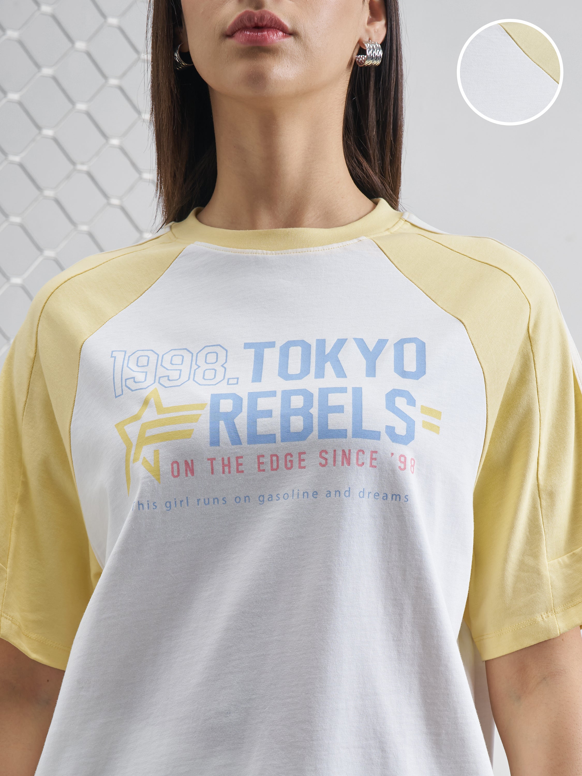 Street By Tokyo Talkies Women White Printed Round Neck Oversized Fit T-Shirt - White - Image 5