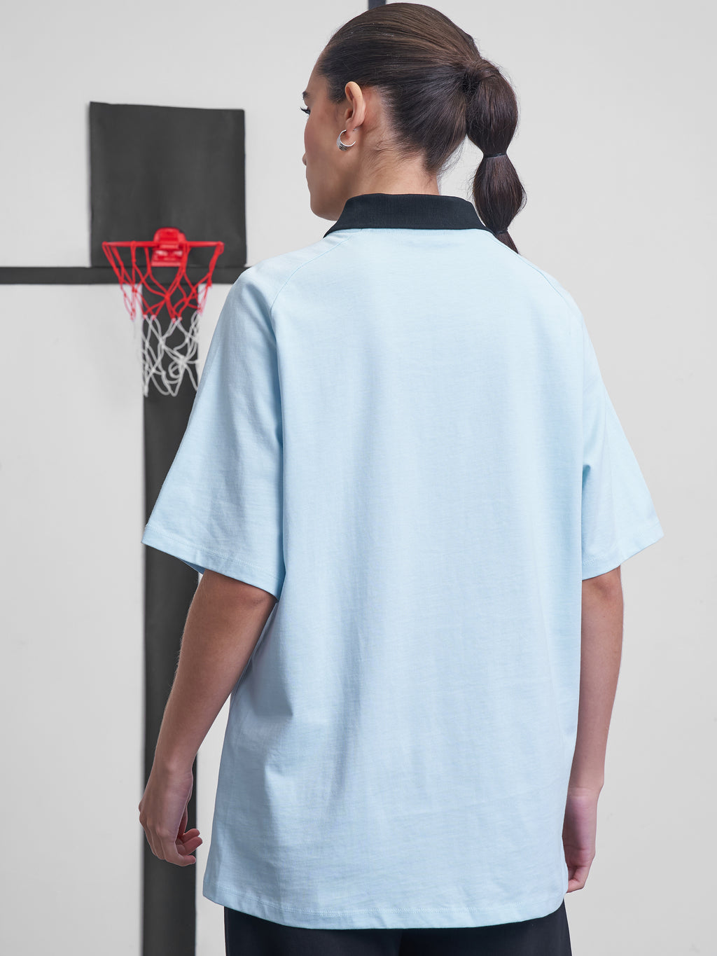Street By Tokyo Talkies Women Blue Printed Round Neck Oversized Fit T-Shirt - Blue - Image 3