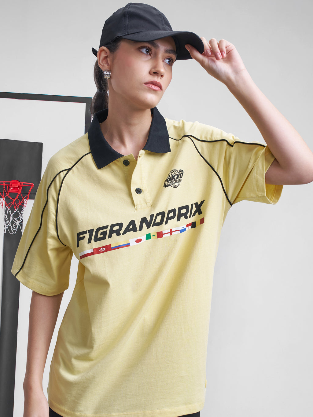 Street By Tokyo Talkies Women Yellow Printed Round Neck Oversized Fit T-Shirt - Yellow - Image 1