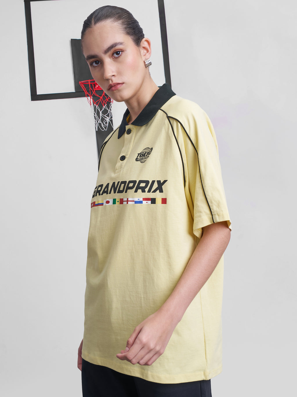 Street By Tokyo Talkies Women Yellow Printed Round Neck Oversized Fit T-Shirt - Yellow - Image 4