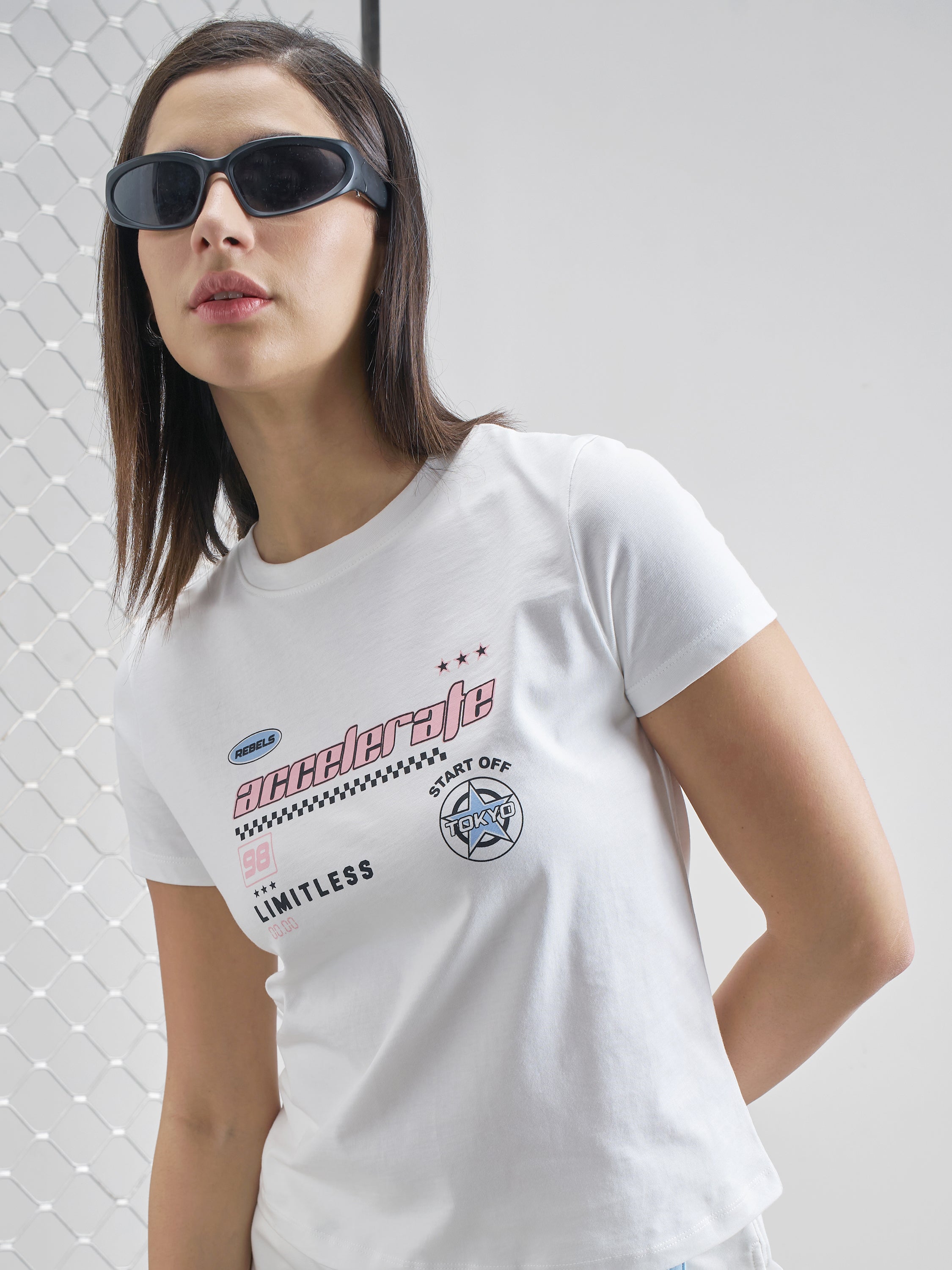 Street By Tokyo Talkies Women White Printed Round Neck T-Shirt - White - Image 1
