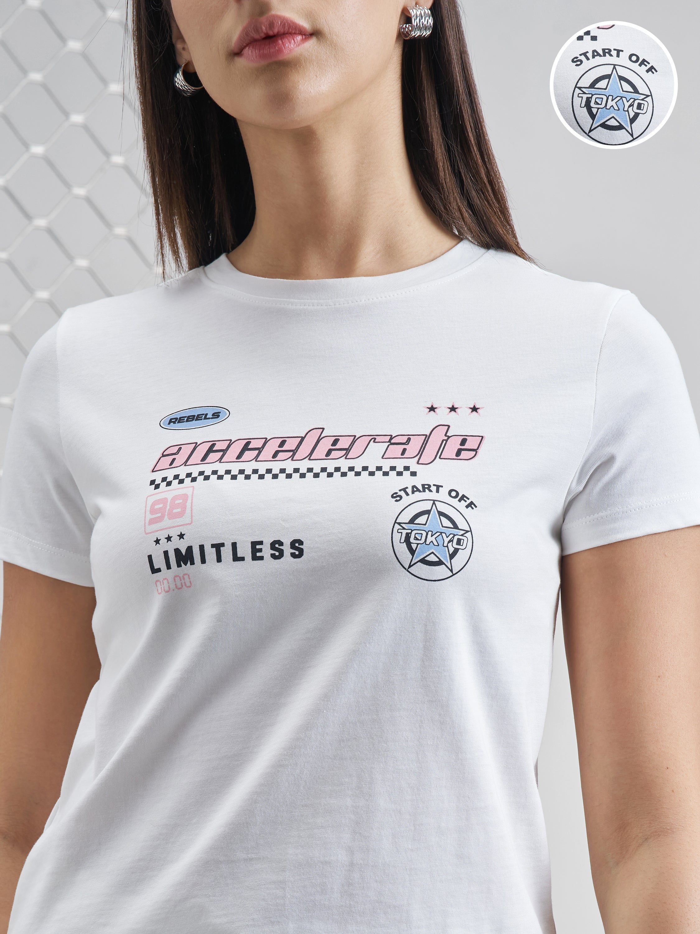 Street By Tokyo Talkies Women White Printed Round Neck T-Shirt - White - Image 5