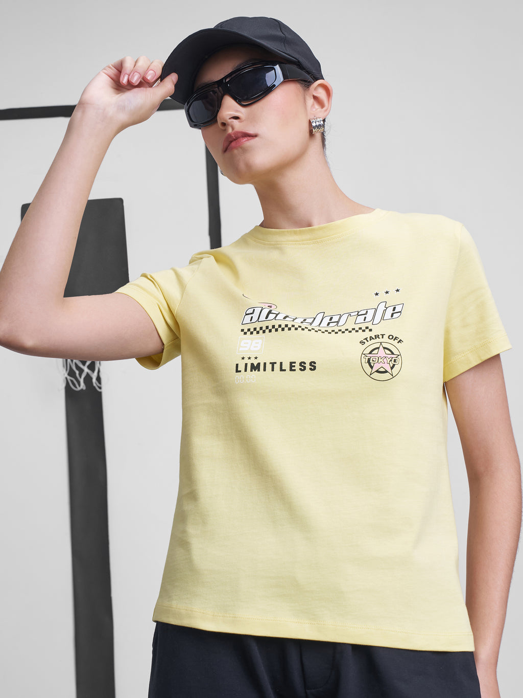 Street By Tokyo Talkies Women Yellow Printed Round Neck T-Shirt - Yellow - Image 1