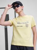 Street By Tokyo Talkies Women Yellow Printed Round Neck T-Shirt - Yellow - Image 1