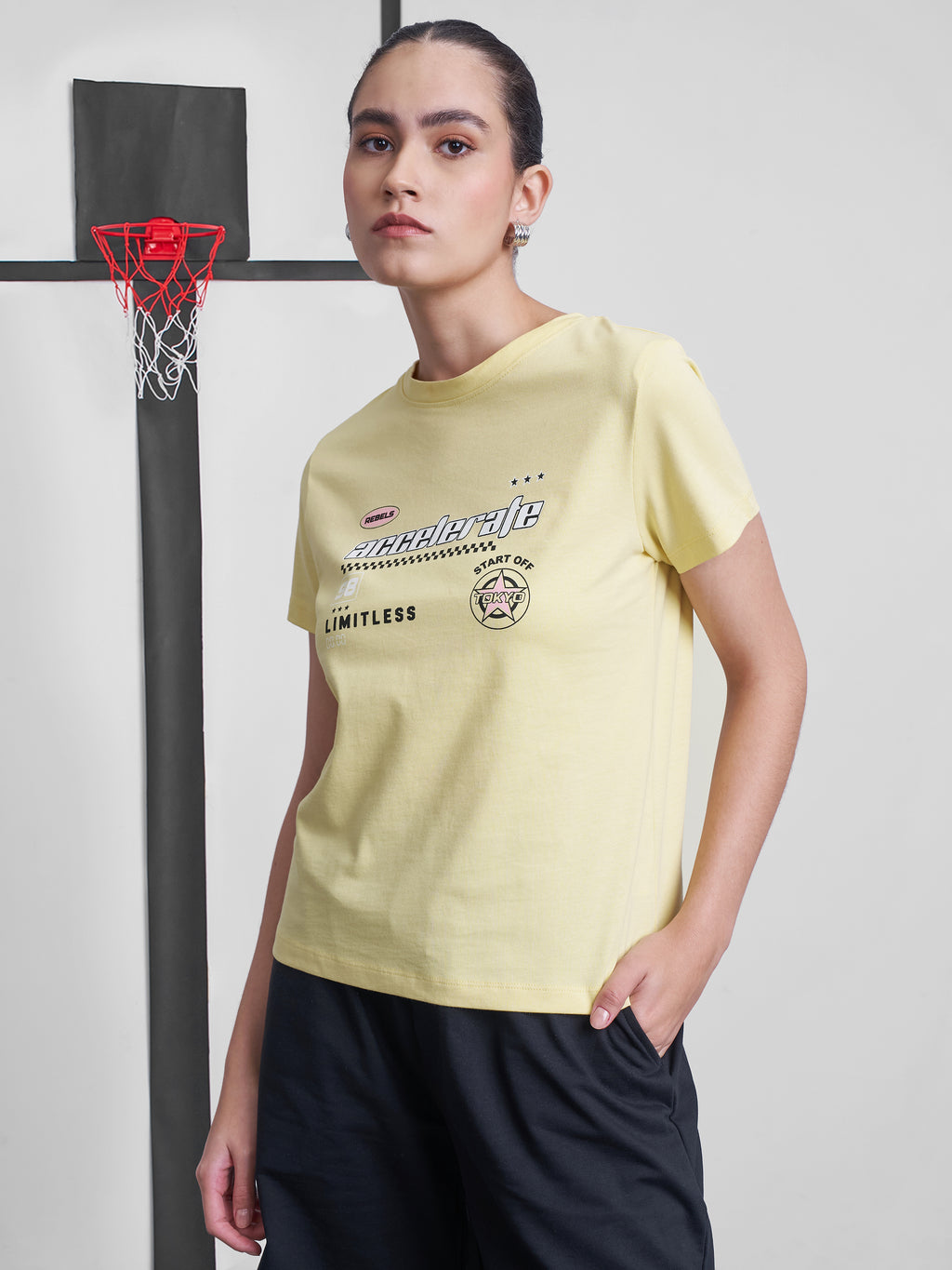 Street By Tokyo Talkies Women Yellow Printed Round Neck T-Shirt - Yellow - Image 4