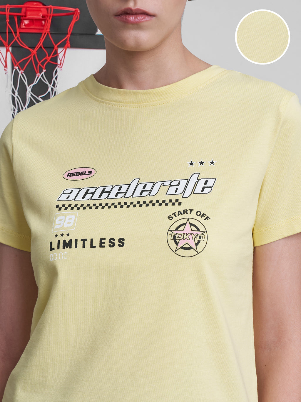 Street By Tokyo Talkies Women Yellow Printed Round Neck T-Shirt - Yellow - Image 5