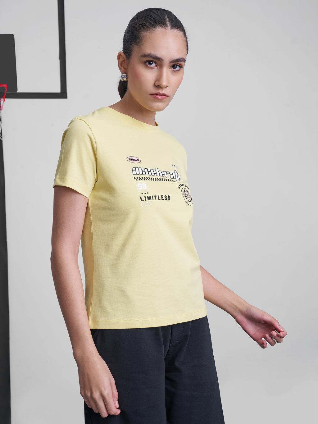 Street By Tokyo Talkies Women Yellow Printed Round Neck T-Shirt - Yellow - Image 6