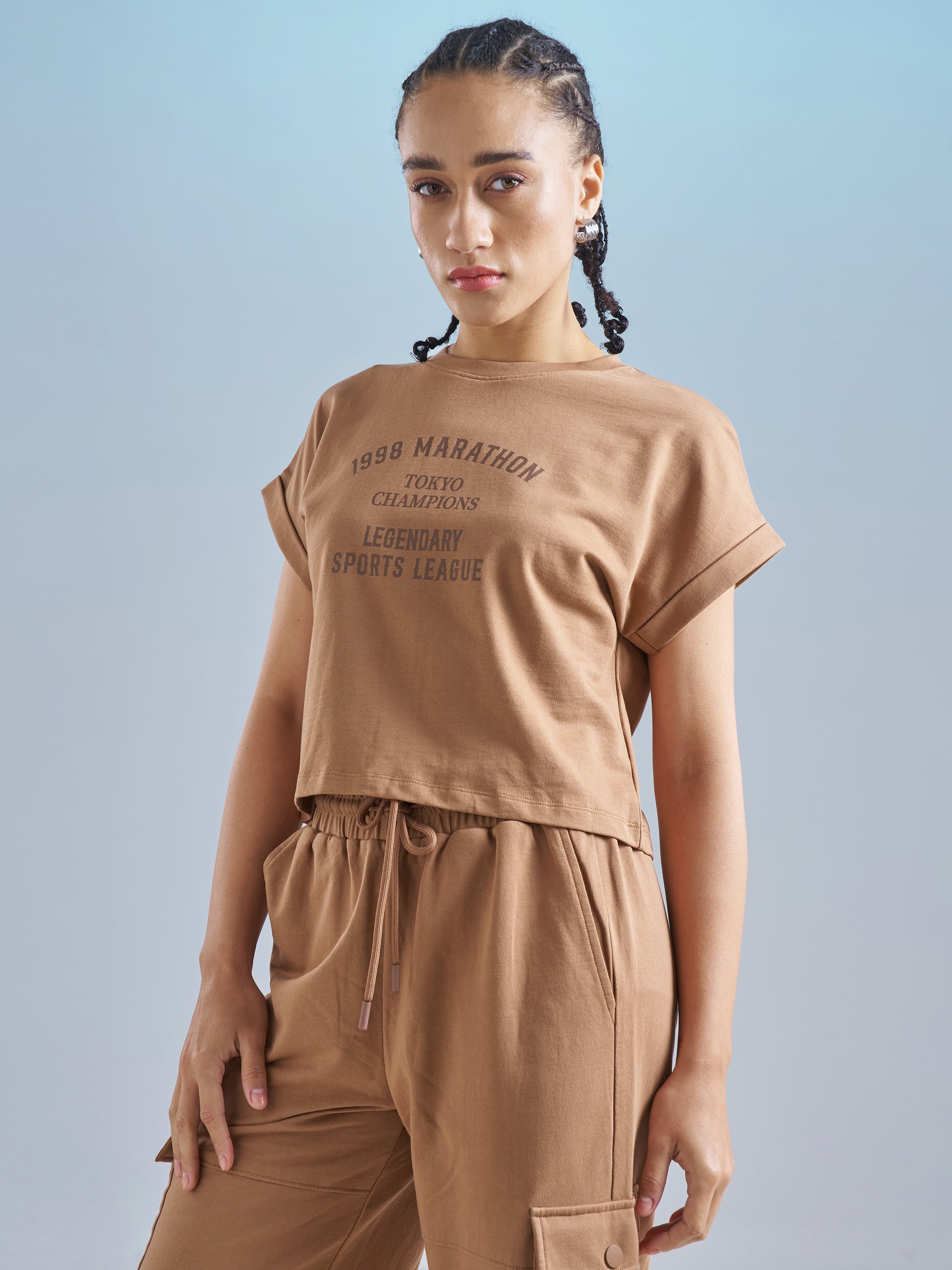 Street By Tokyo Talkies Women Brown Printed Round Neck T-Shirt - Brown - Image 4