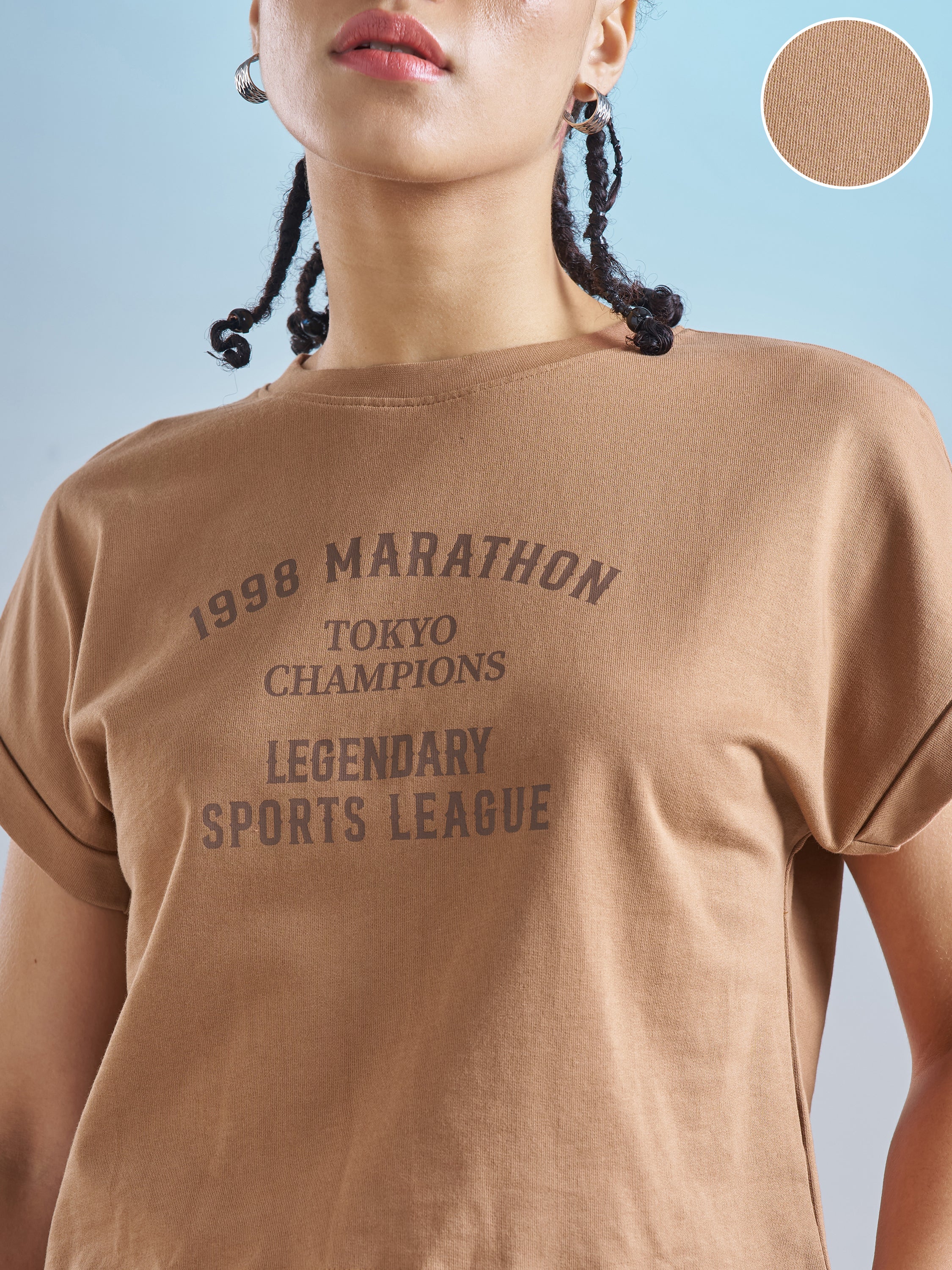 Street By Tokyo Talkies Women Brown Printed Round Neck T-Shirt - Brown - Image 5