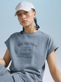 Street By Tokyo Talkies Women Blue Printed Round Neck T-Shirt - Blue - Image 1