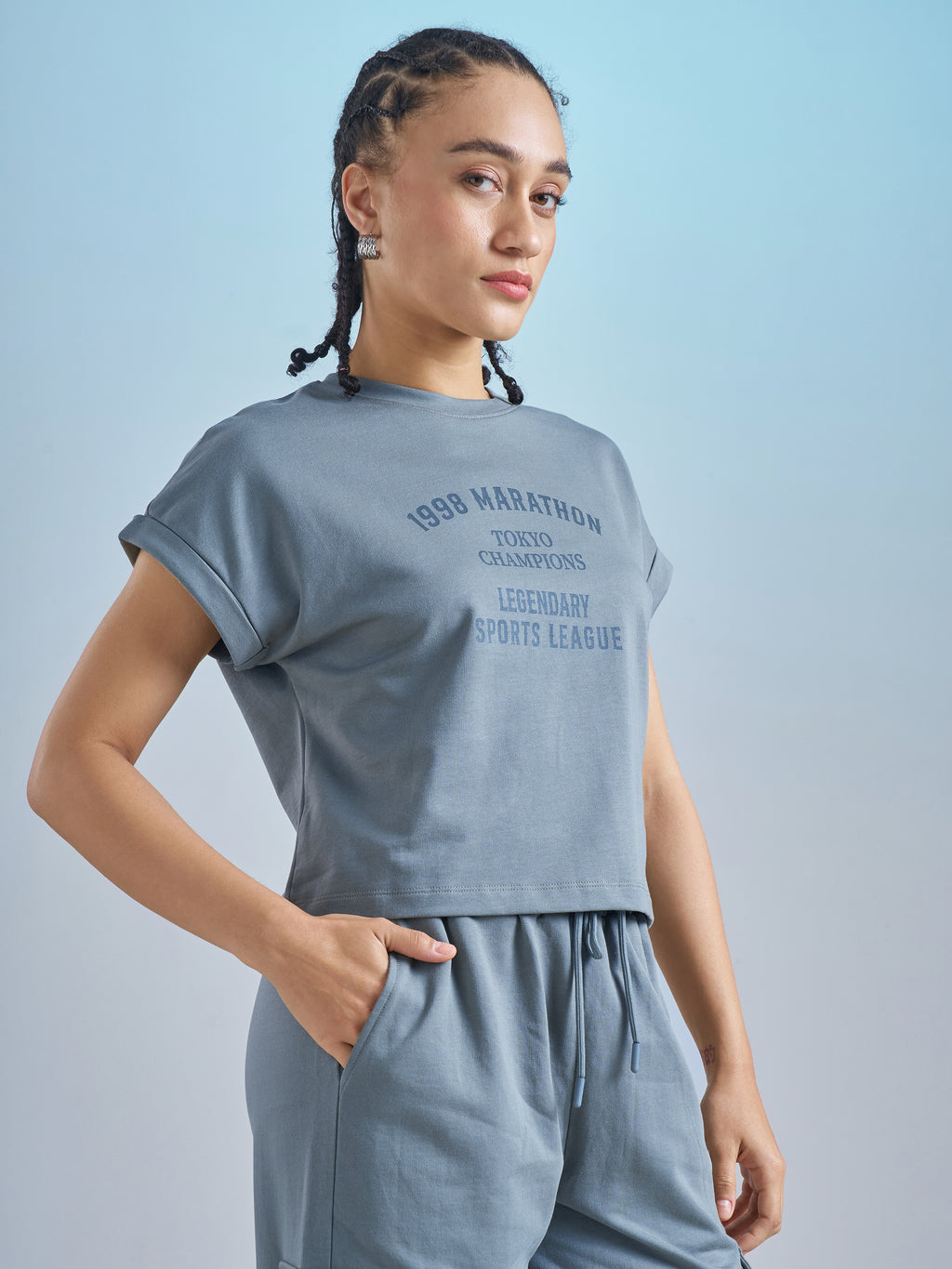 Street By Tokyo Talkies Women Blue Printed Round Neck T-Shirt - Blue - Image 6