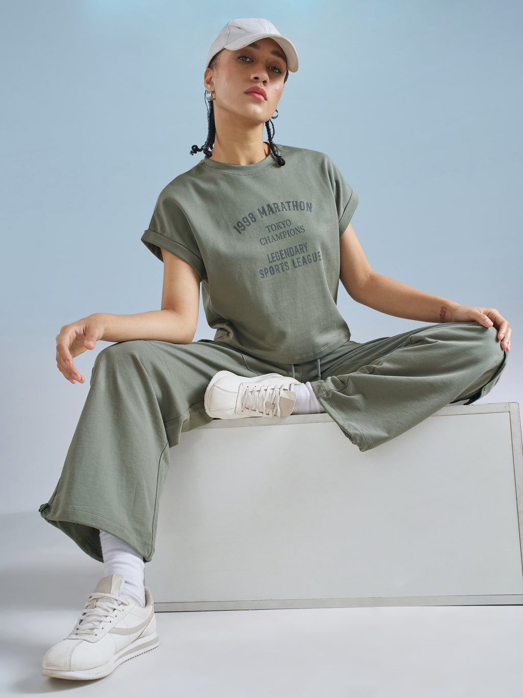 Street By Tokyo Talkies Women Olive Printed Round Neck T-Shirt - Olive - Image 2