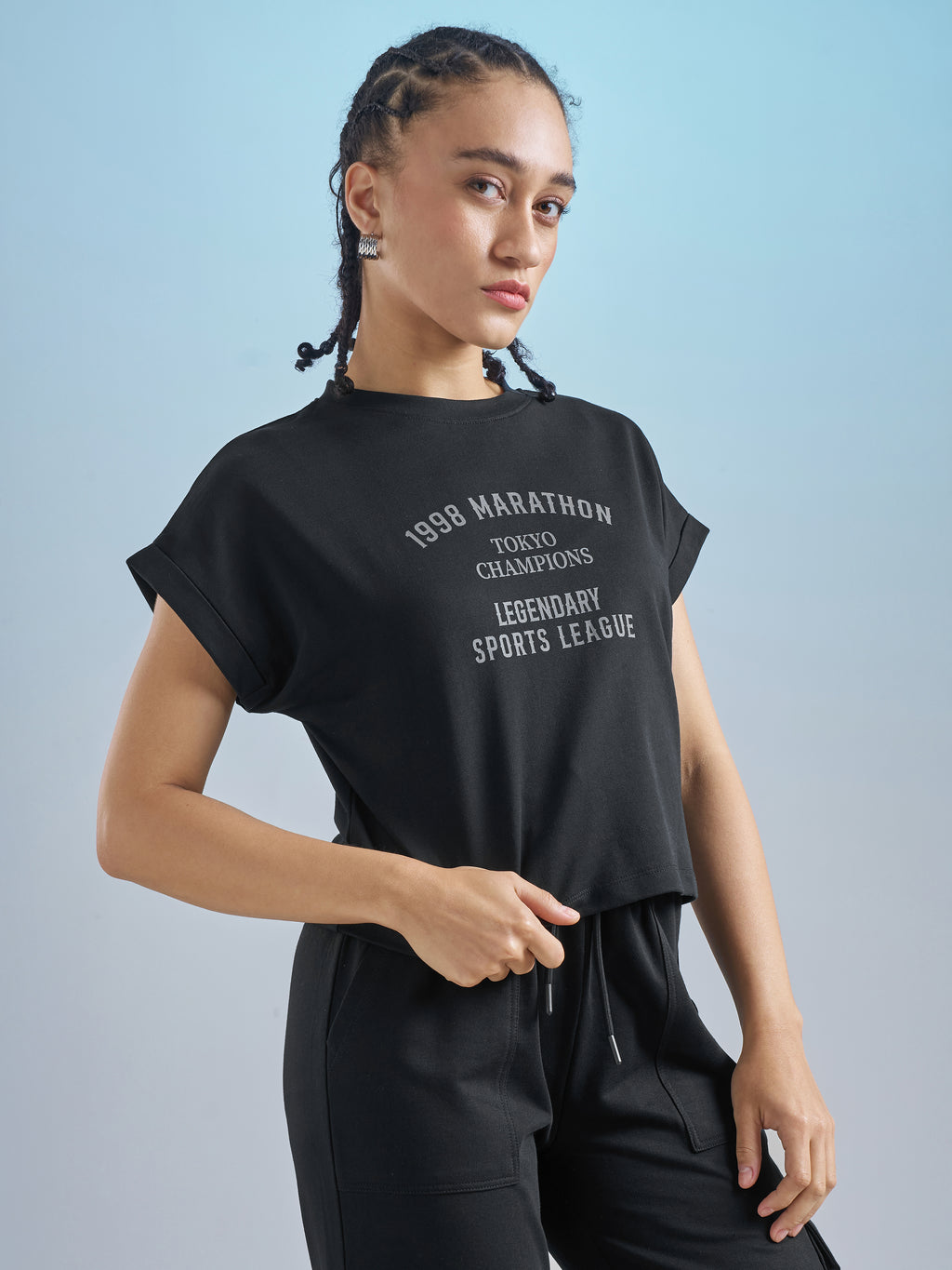 Street By Tokyo Talkies Women Black Printed Round Neck T-Shirt - Black - Image 6