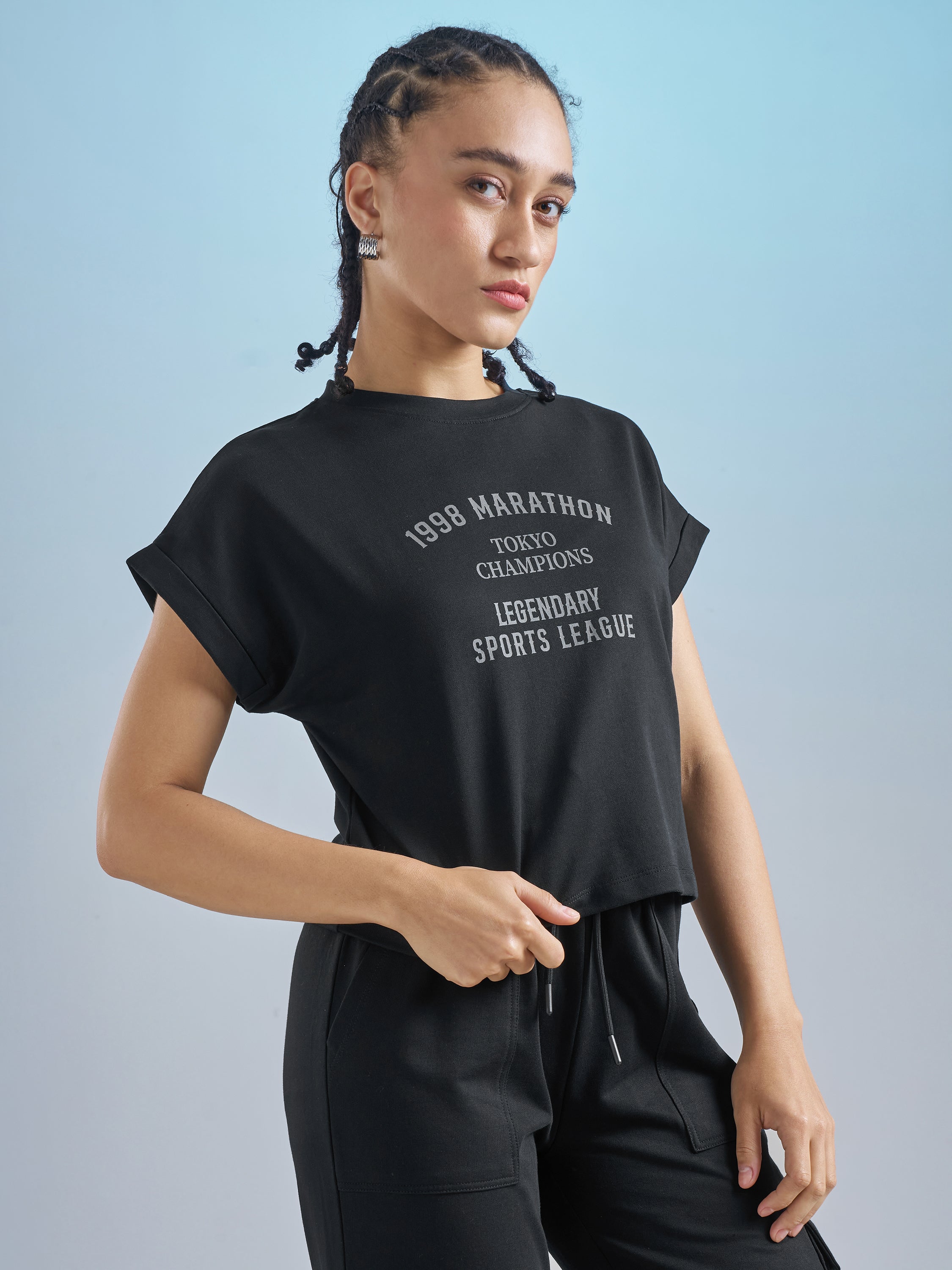Street By Tokyo Talkies Women Black Printed Round Neck T-Shirt - Black - Image 6