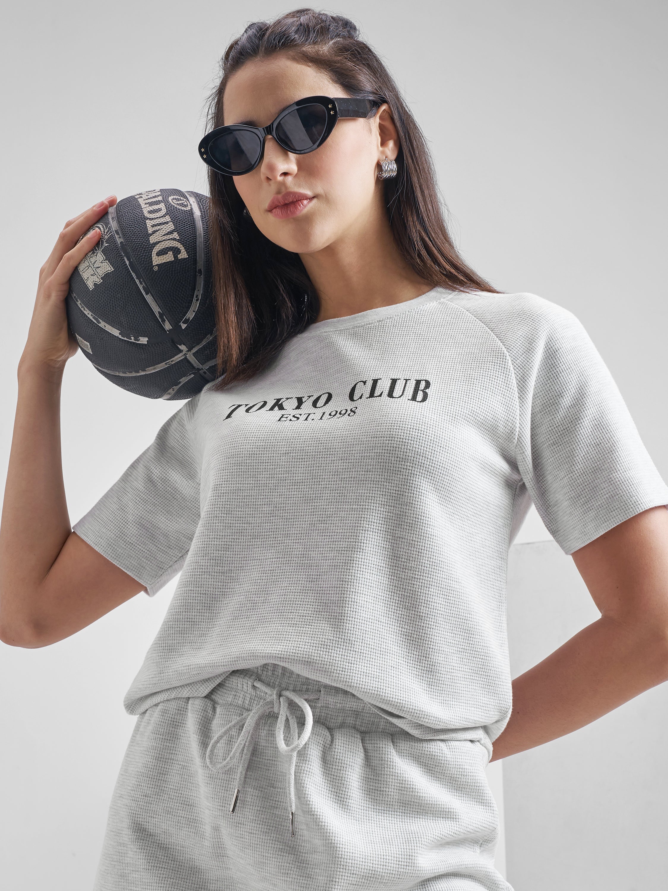 Street By Tokyo Talkies Women Grey Printed Round Neck T-Shirt - Grey - Image 1