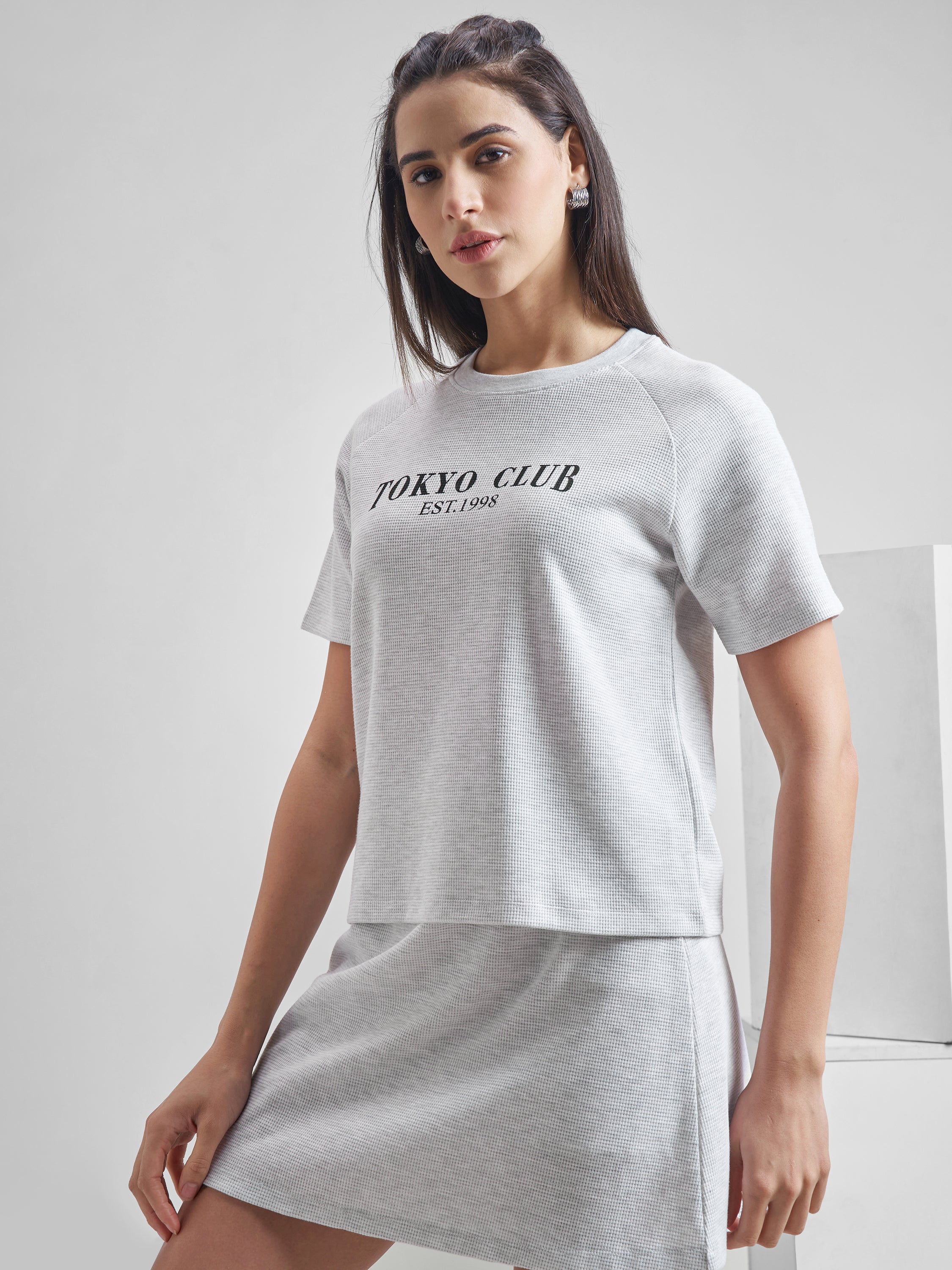 Street By Tokyo Talkies Women Grey Printed Round Neck T-Shirt - Grey - Image 4