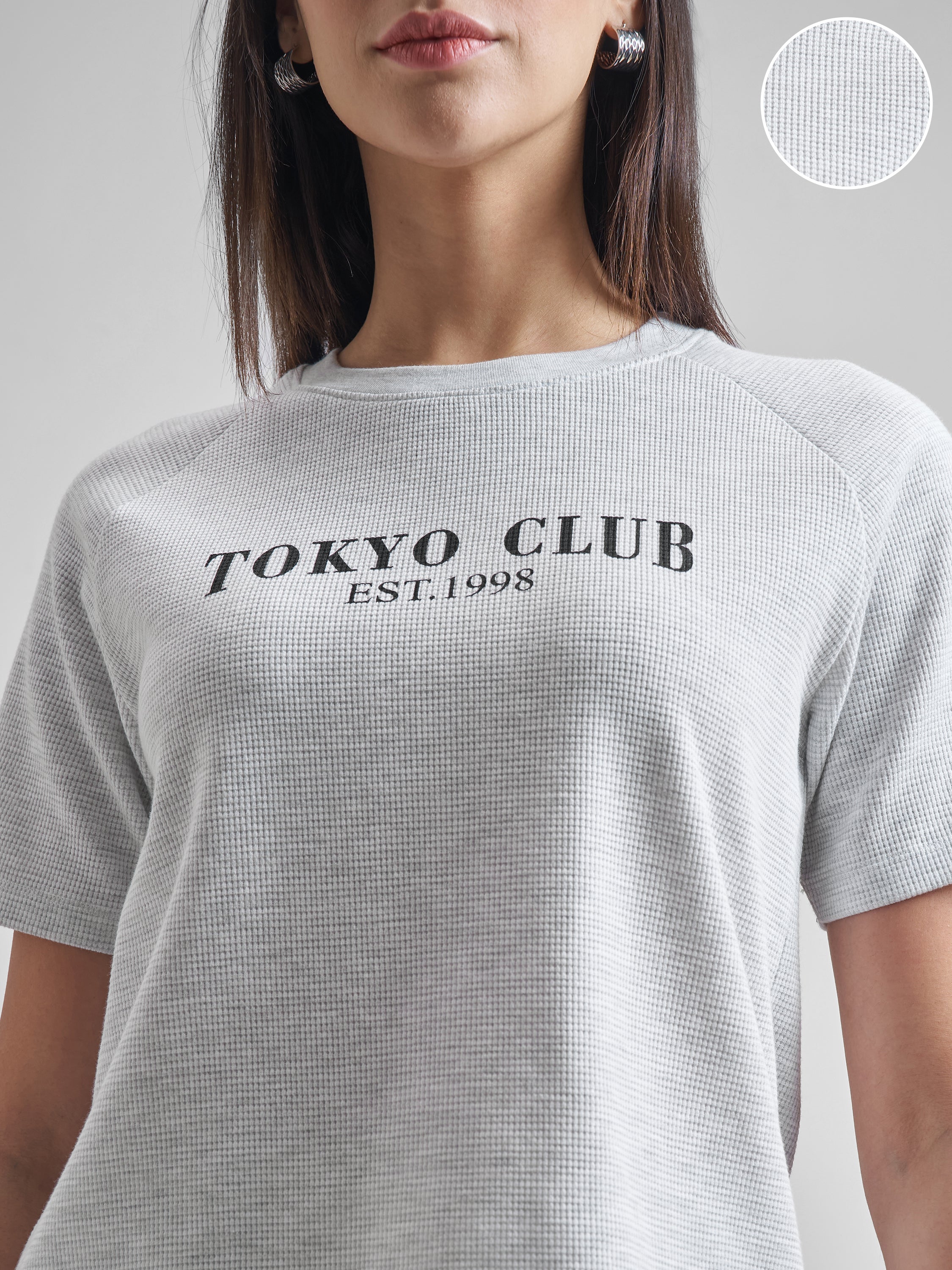 Street By Tokyo Talkies Women Grey Printed Round Neck T-Shirt - Grey - Image 5