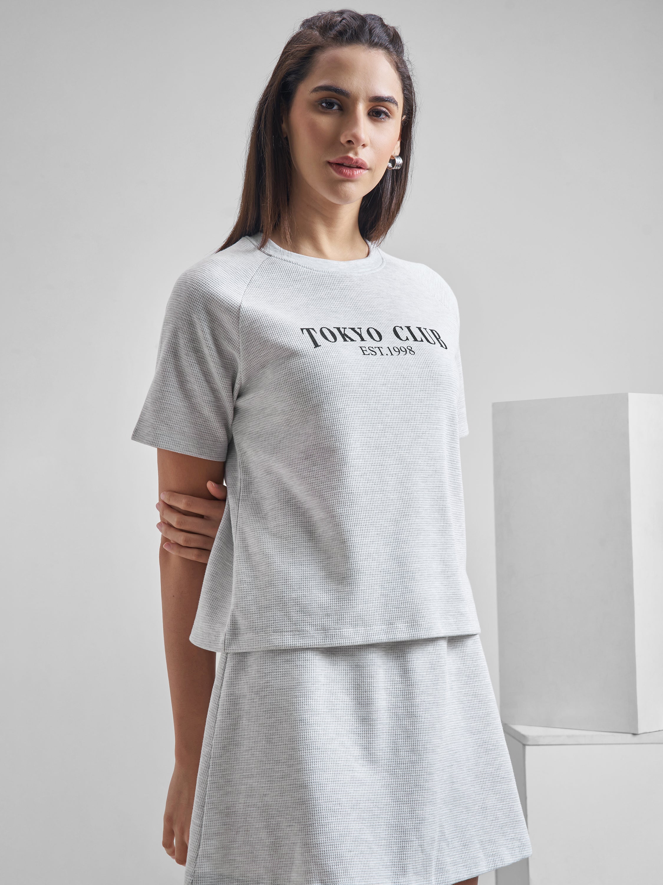 Street By Tokyo Talkies Women Grey Printed Round Neck T-Shirt - Grey - Image 6