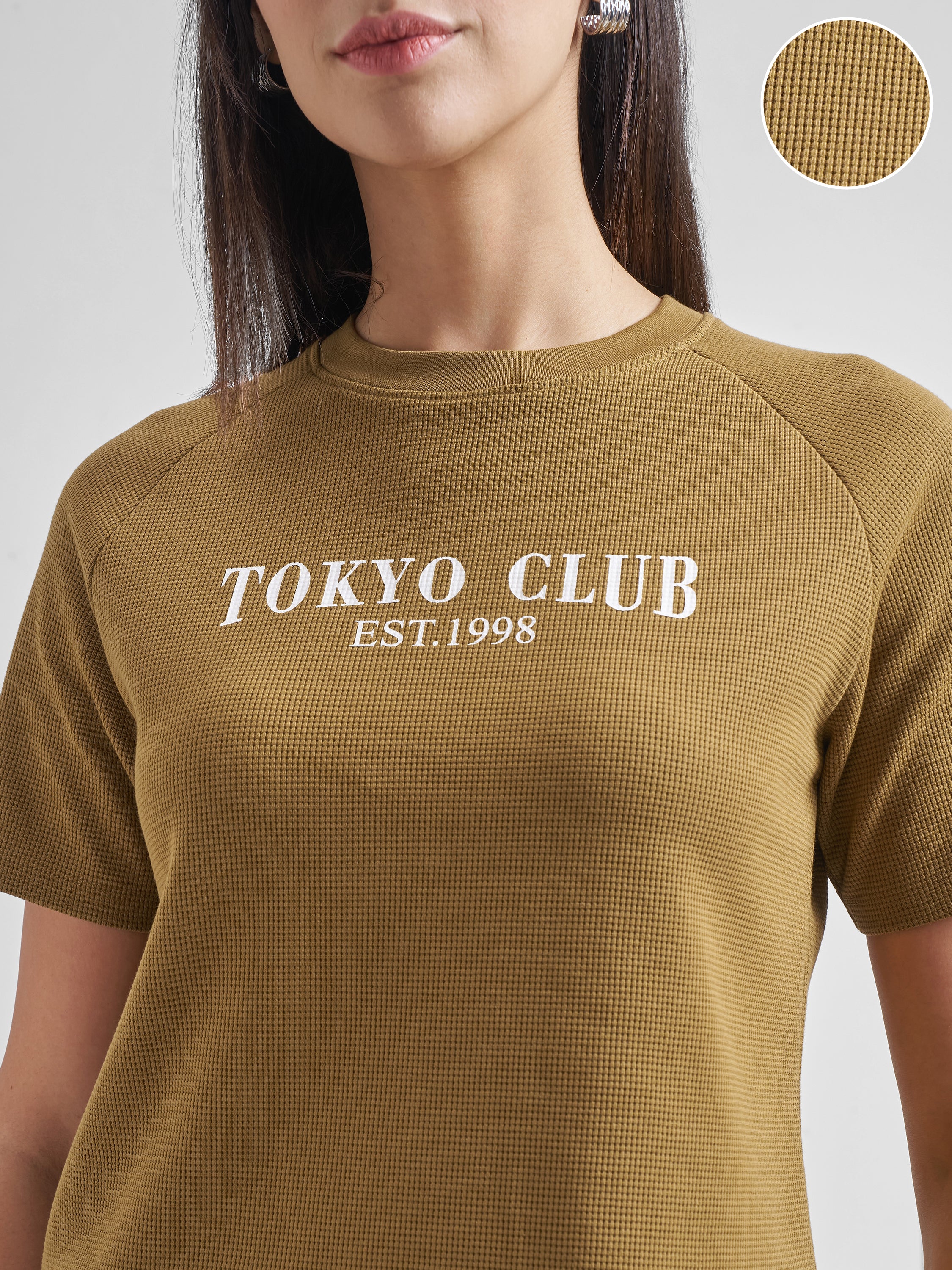 Street By Tokyo Talkies Women Brown Printed Round Neck T-Shirt - Brown - Image 5