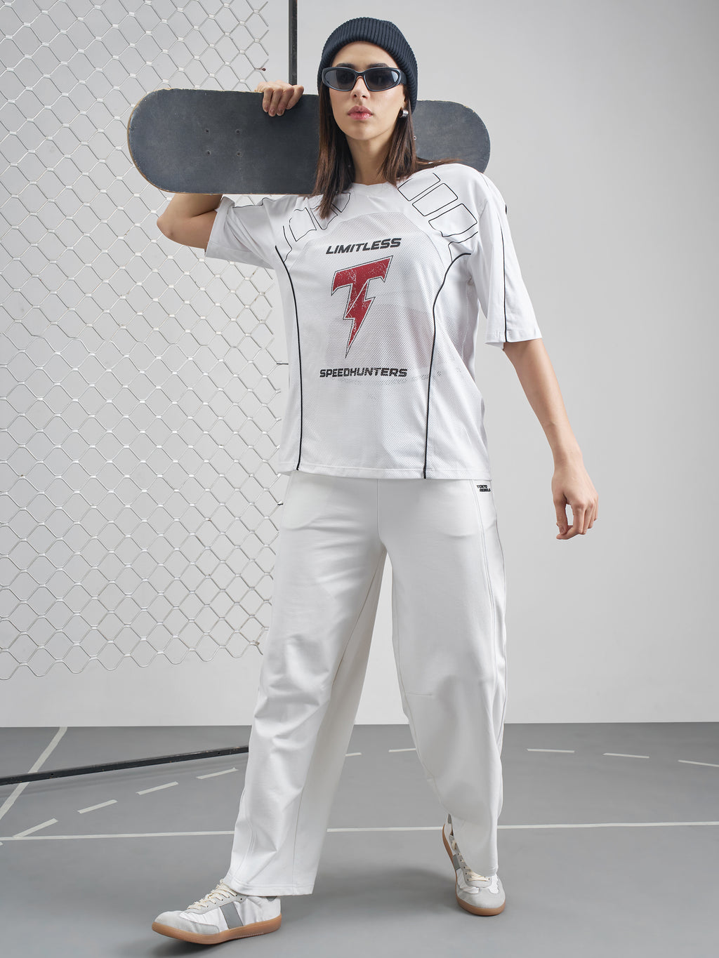 Street By Tokyo Talkies Women White Printed Round Neck Oversized Fit T-Shirt - White - Image 2