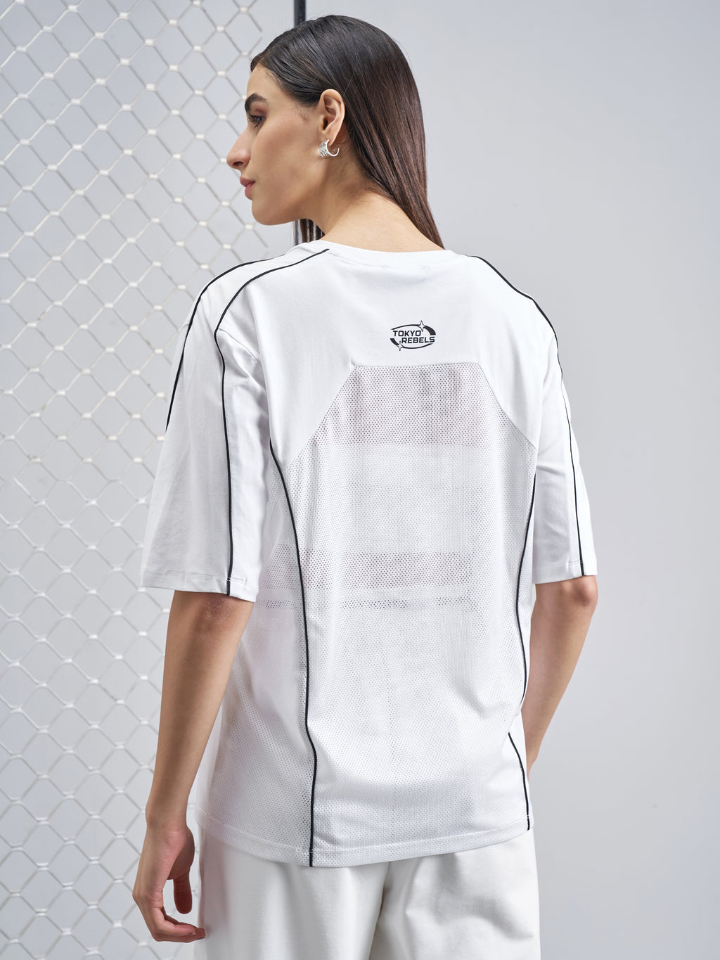 Street By Tokyo Talkies Women White Printed Round Neck Oversized Fit T-Shirt - White - Image 3