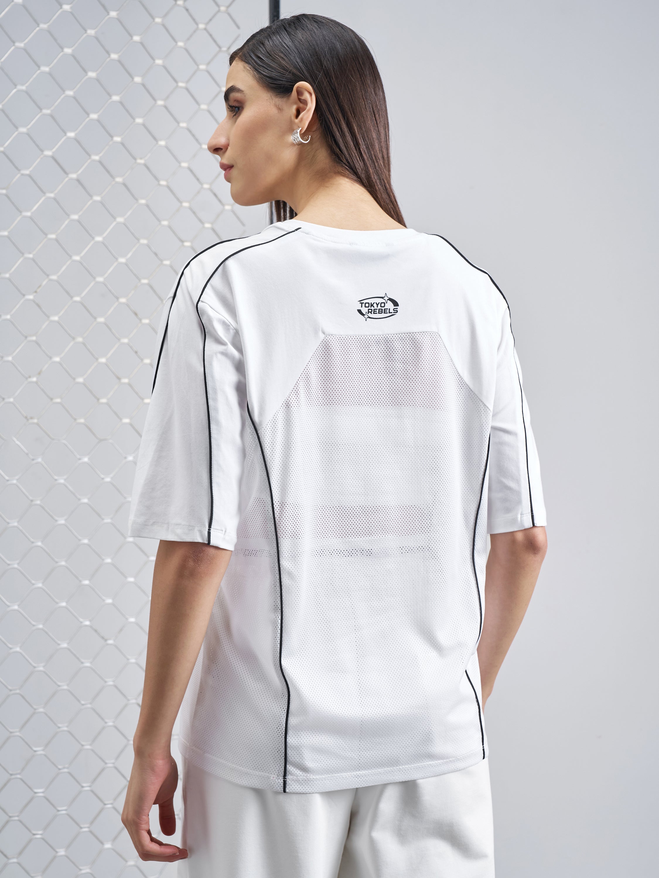 Street By Tokyo Talkies Women White Printed Round Neck Oversized Fit T-Shirt - White - Image 3