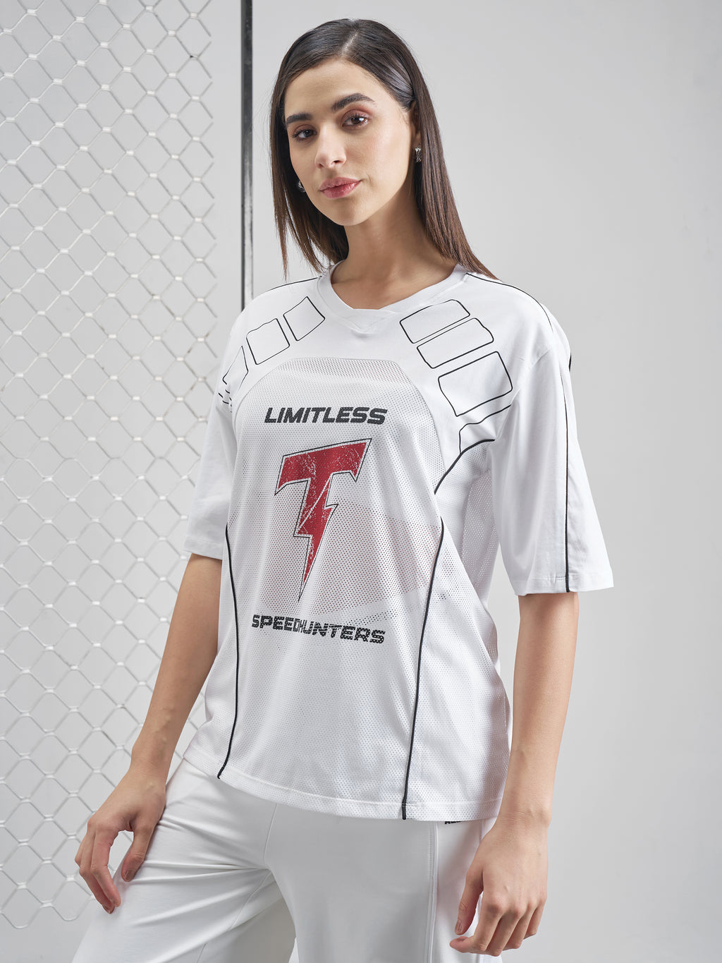 Street By Tokyo Talkies Women White Printed Round Neck Oversized Fit T-Shirt - White - Image 4