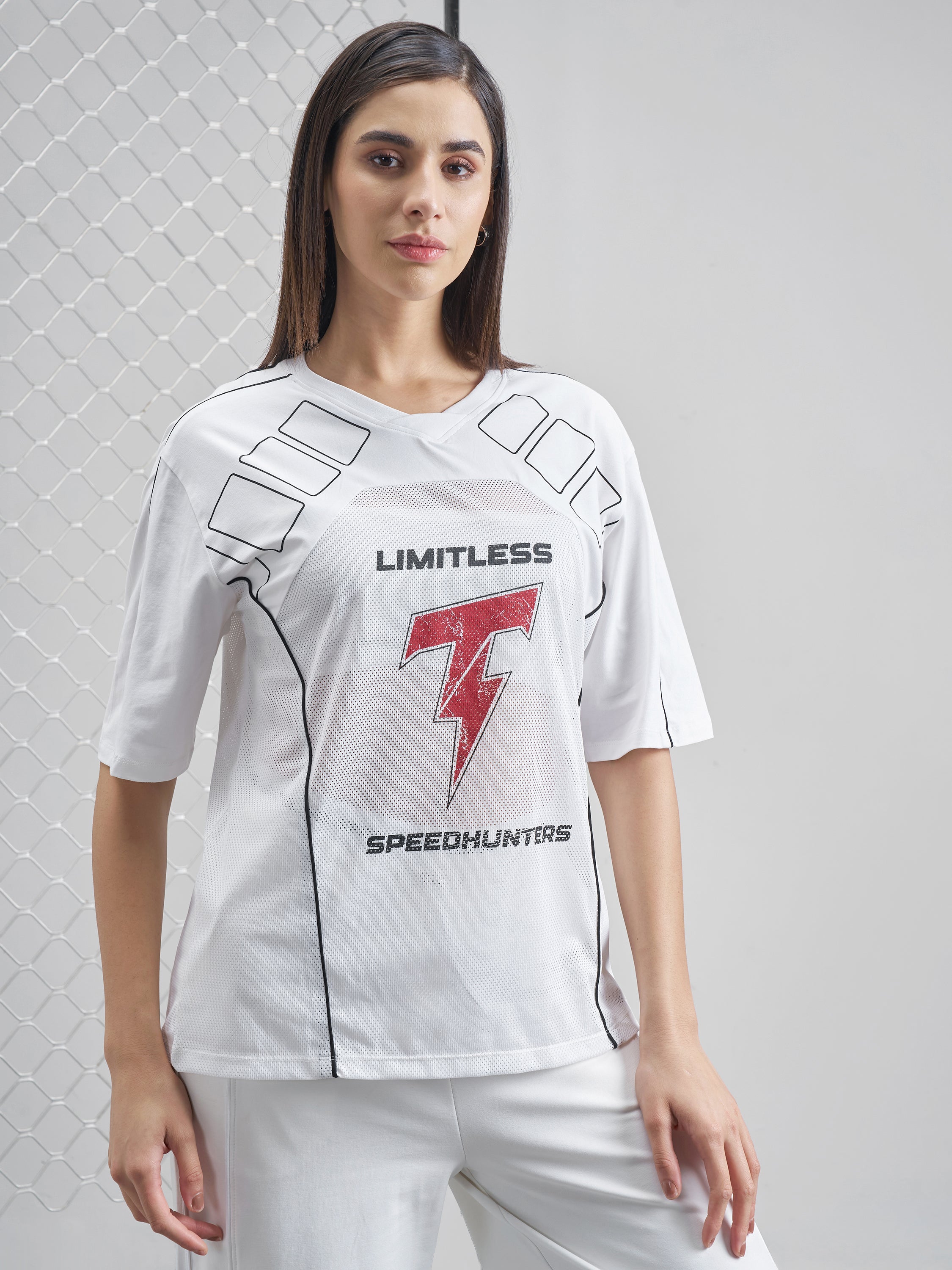 Street By Tokyo Talkies Women White Printed Round Neck Oversized Fit T-Shirt - White - Image 6