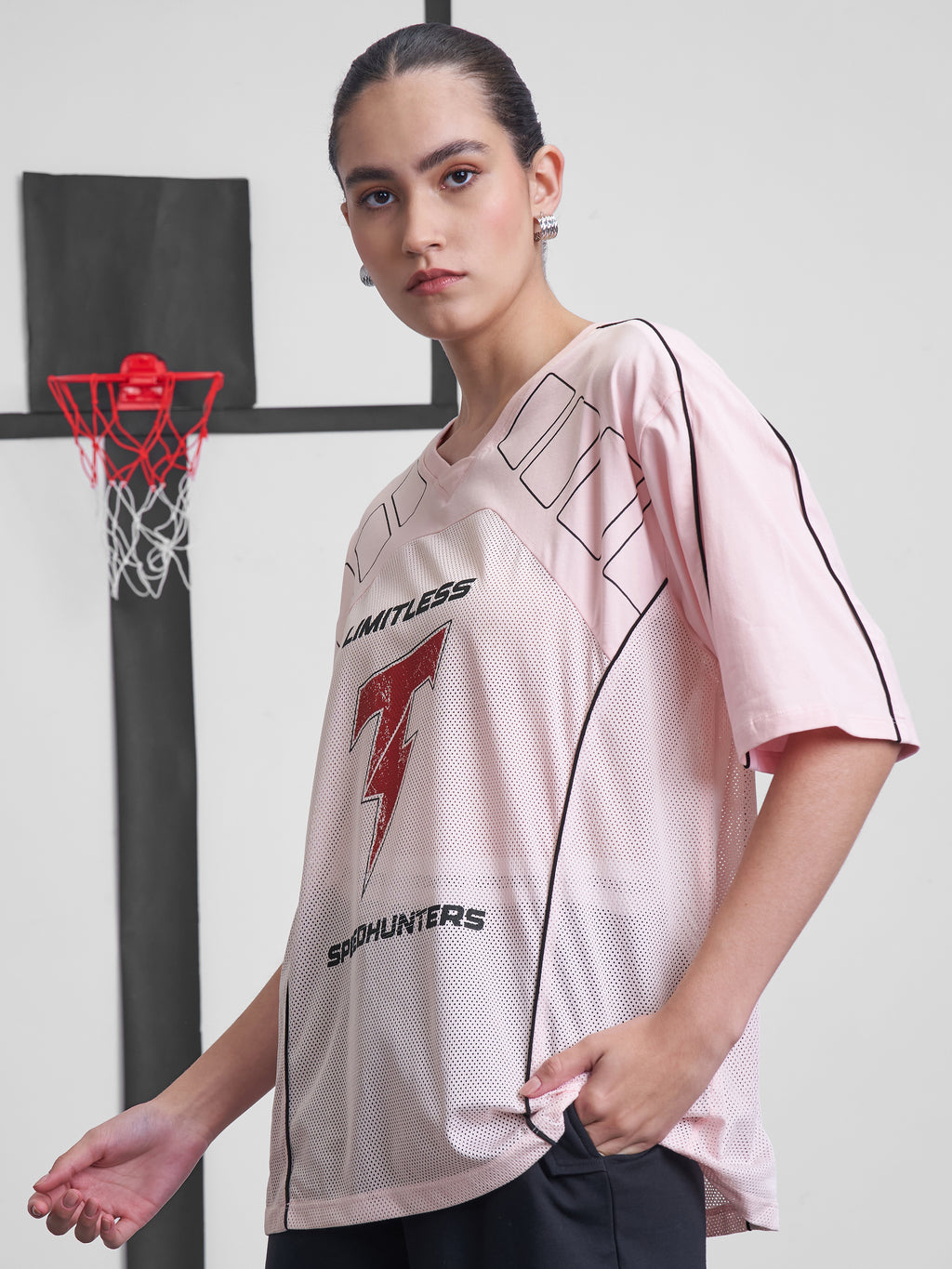 Street By Tokyo Talkies Women Pink Printed Round Neck Oversized Fit T-Shirt - Pink - Image 4