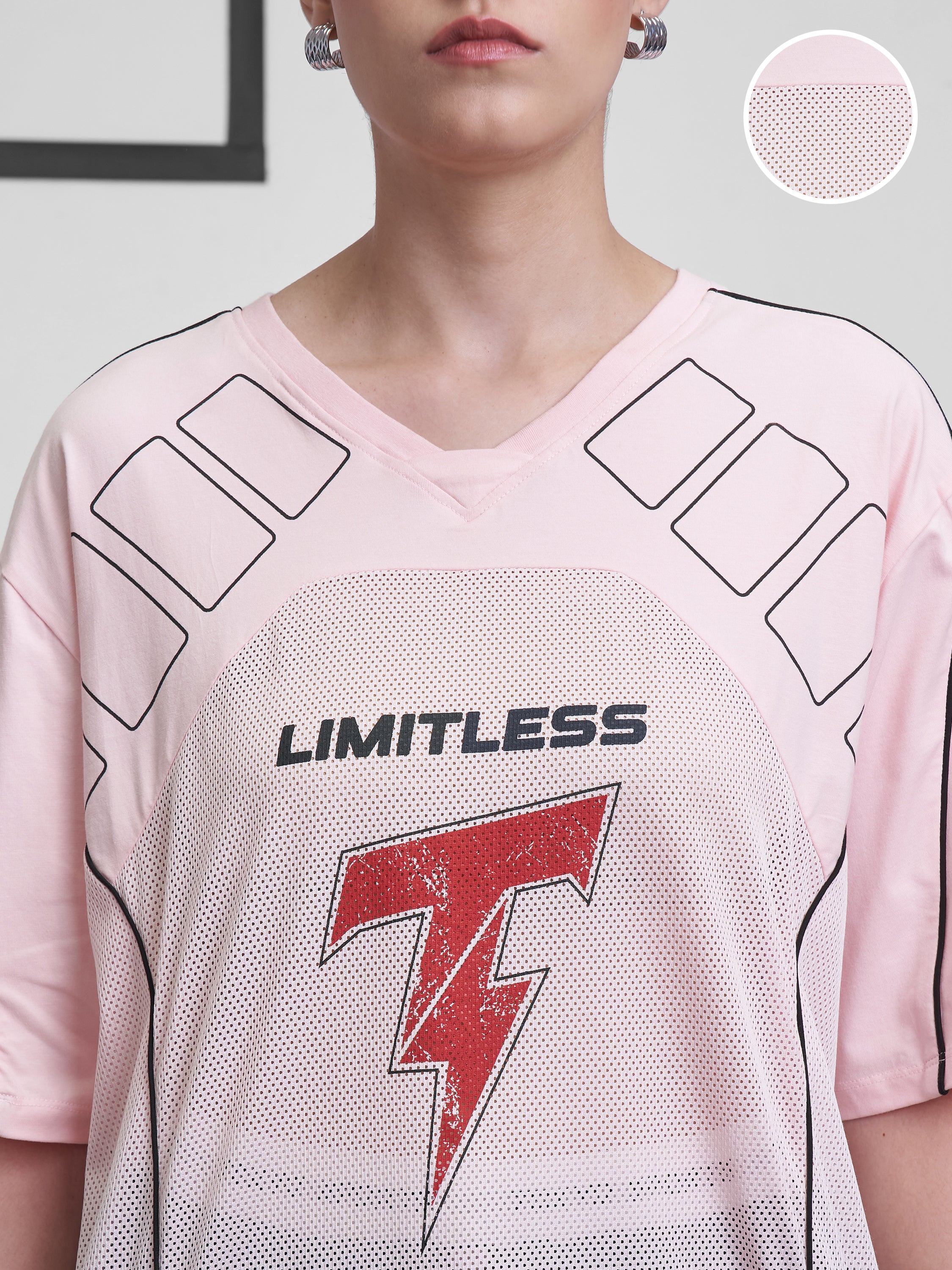 Street By Tokyo Talkies Women Pink Printed Round Neck Oversized Fit T-Shirt - Pink - Image 5
