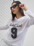 Street By Tokyo Talkies Women White Printed V-Neck T-Shirt - White - Image 1