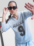 Street By Tokyo Talkies Women Blue Printed V-Neck T-Shirt - Blue - Image 1