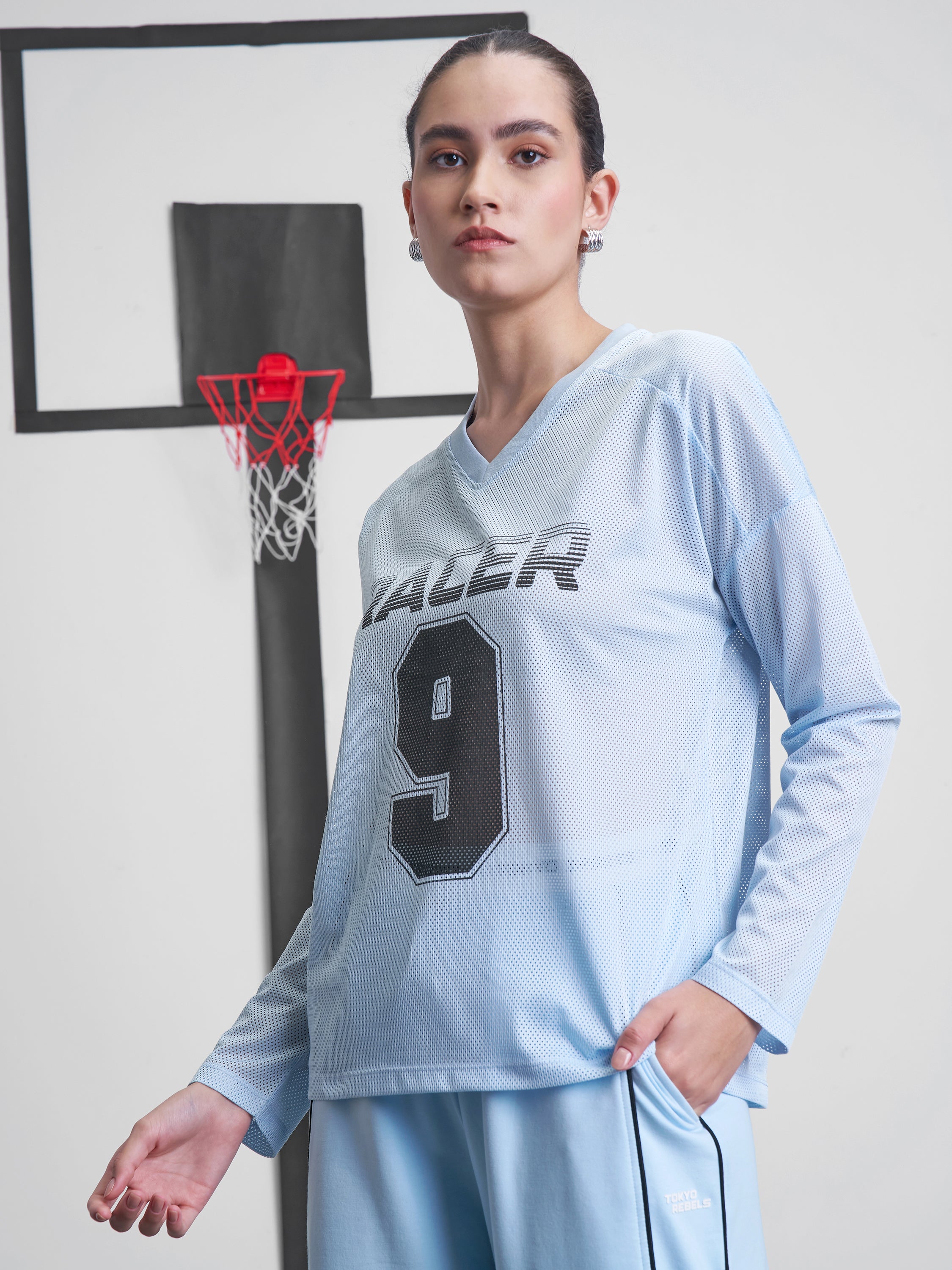 Street By Tokyo Talkies Women Blue Printed V-Neck T-Shirt - Blue - Image 4