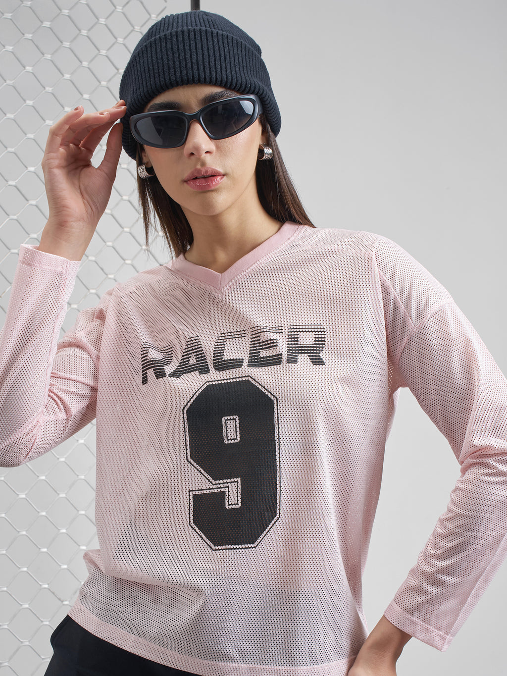 Street By Tokyo Talkies Women Pink Printed V-Neck T-Shirt - Pink - Image 1