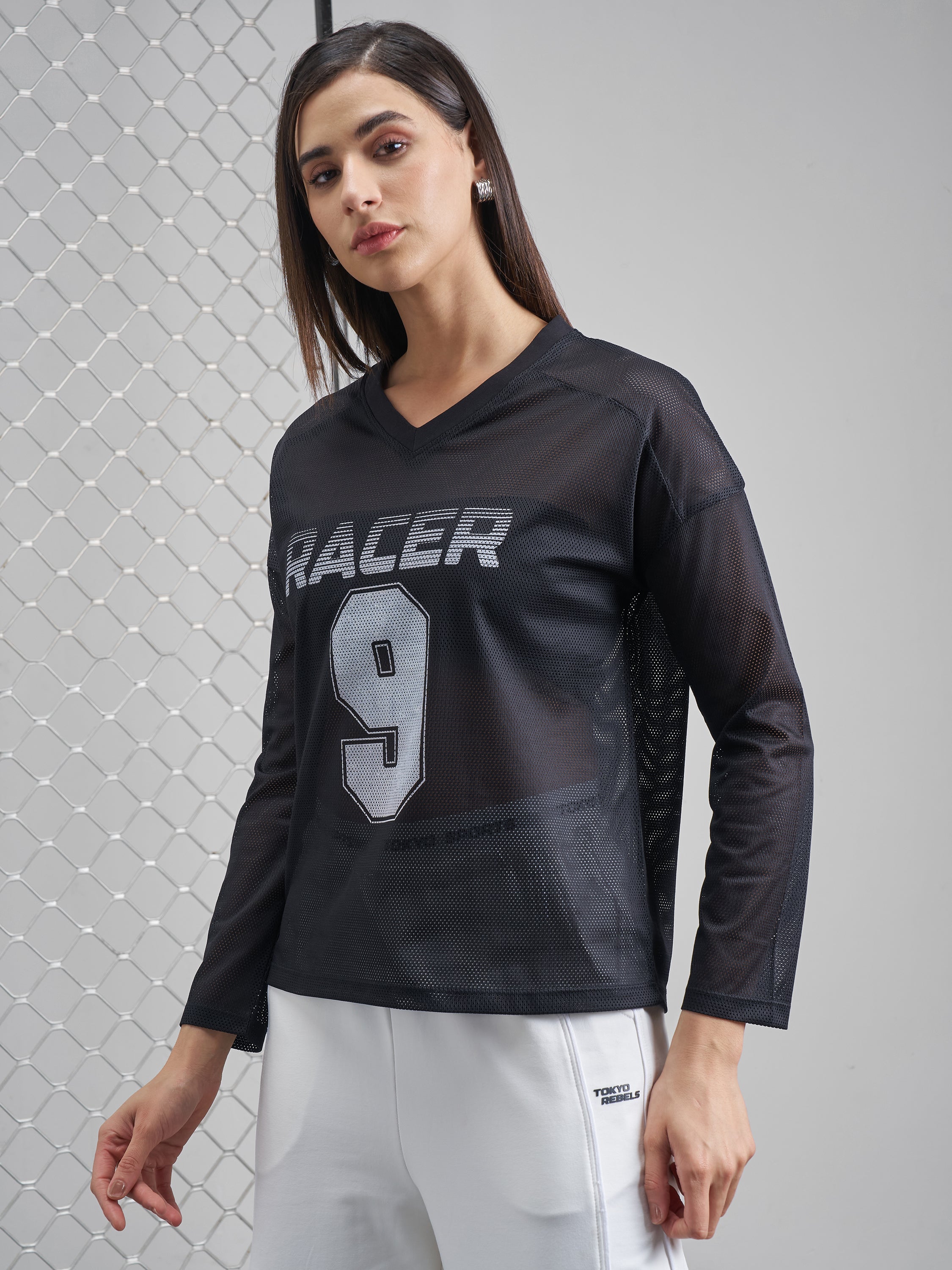 Street By Tokyo Talkies Women Black Printed V-Neck T-Shirt - Black - Image 4