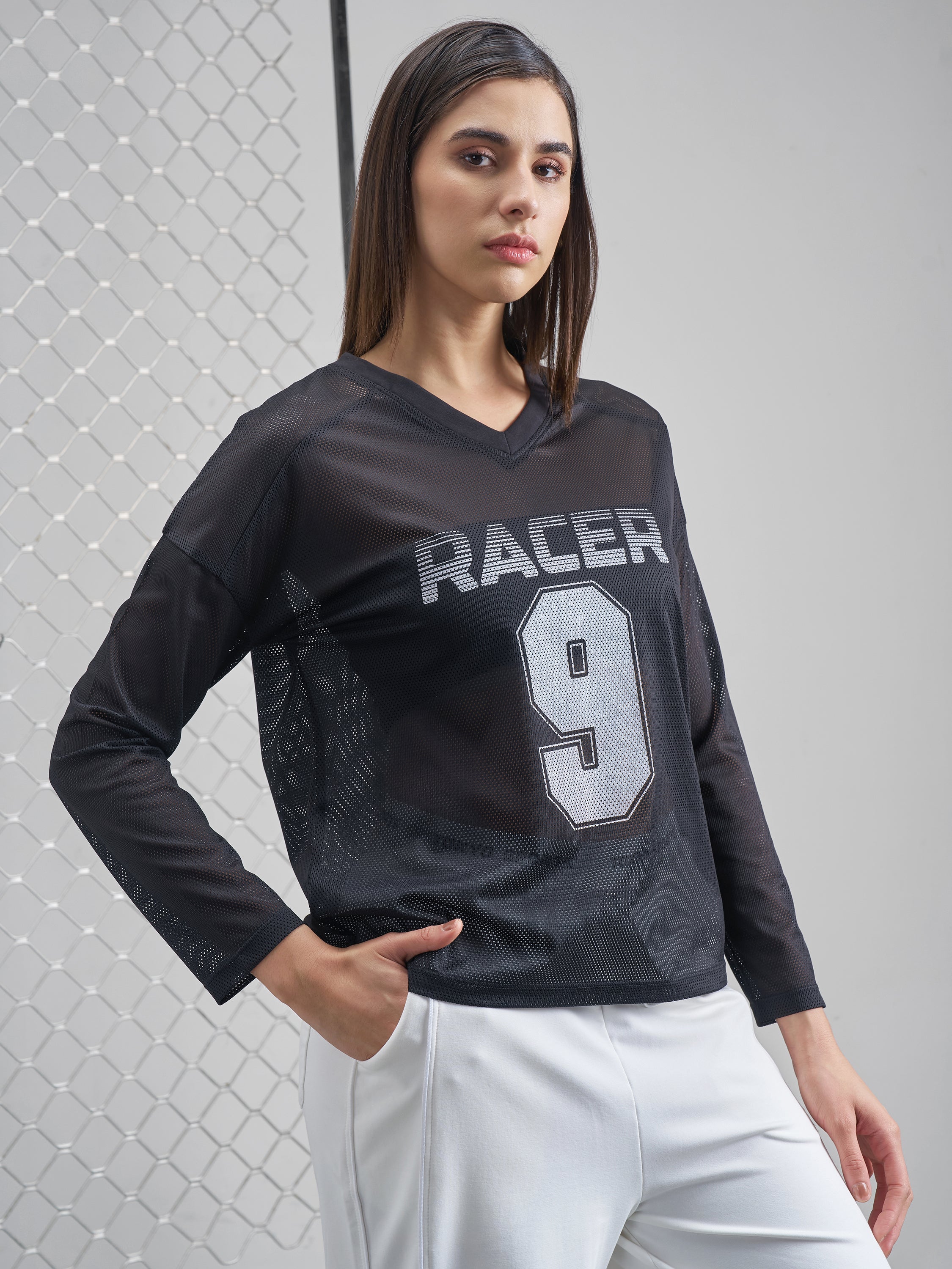 Street By Tokyo Talkies Women Black Printed V-Neck T-Shirt - Black - Image 6