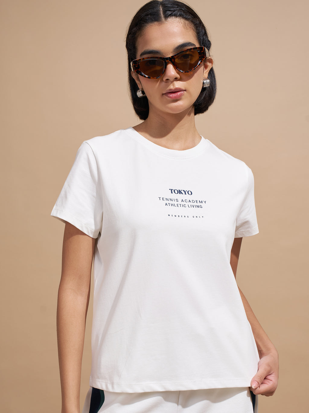 Tokyo Talkies Women White Printed Round Neck T-Shirts