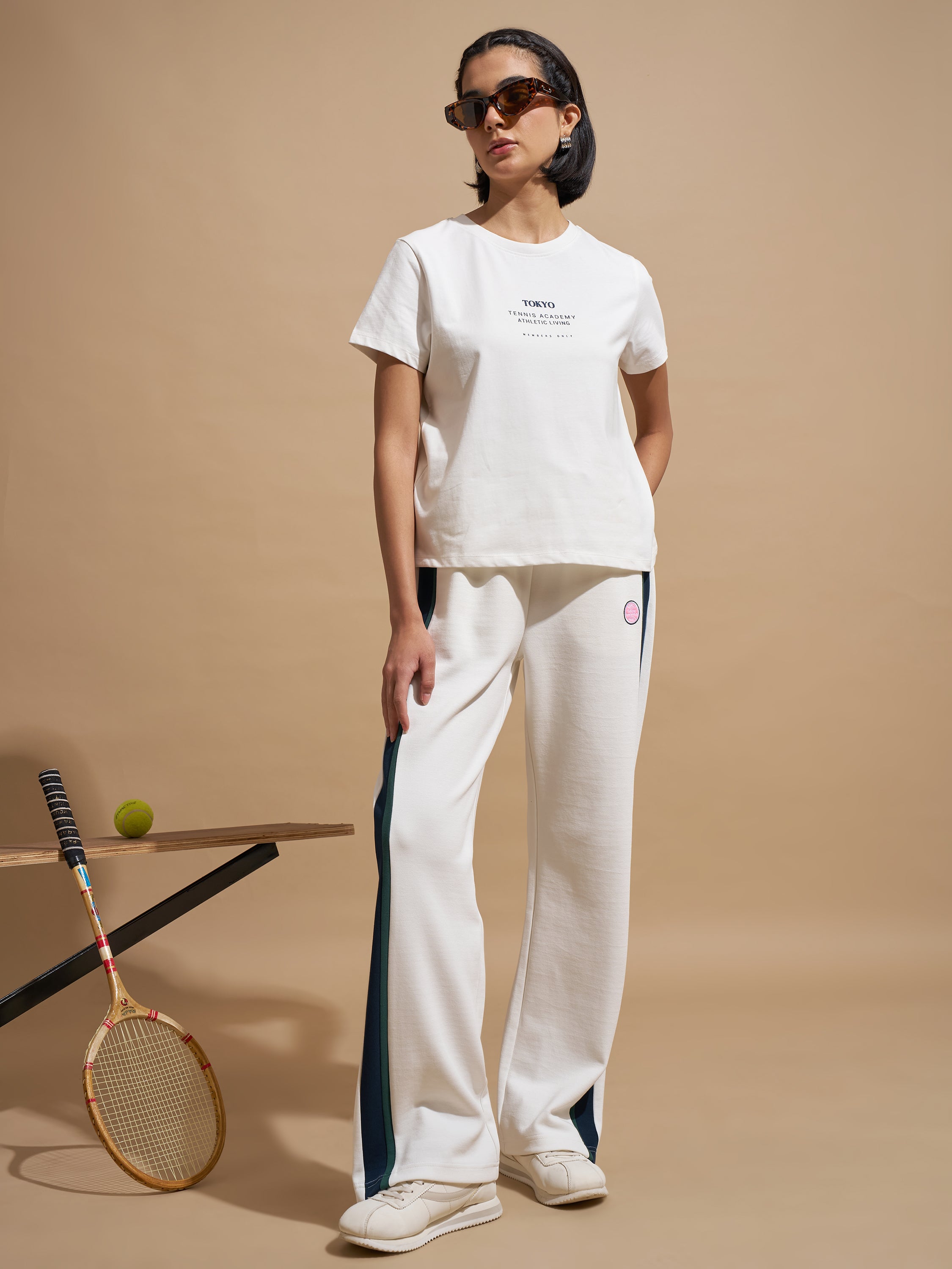 Tokyo Talkies Women White Printed Round Neck T-Shirts
