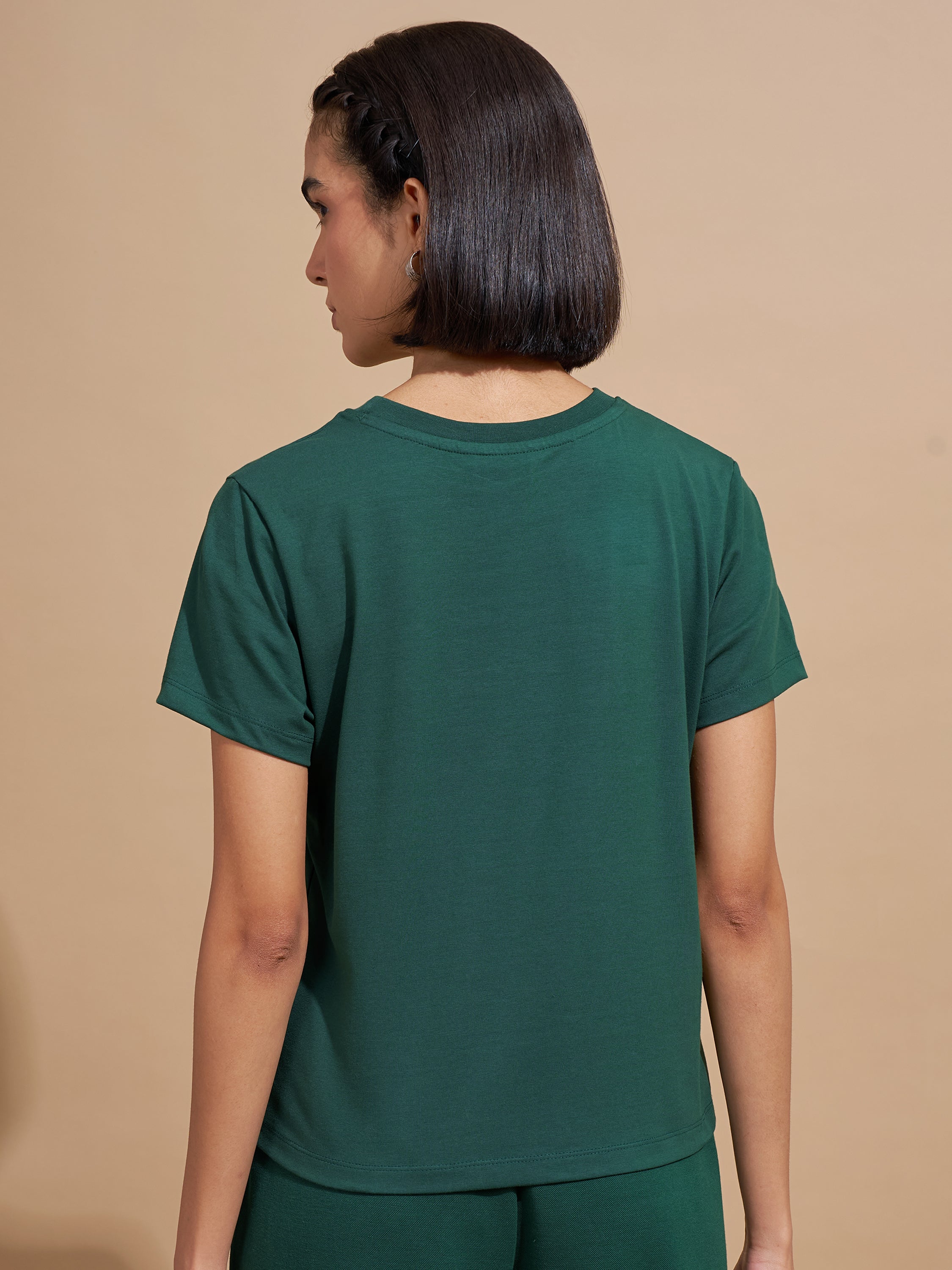 Tokyo Talkies Women Teal Printed Round Neck T-Shirts